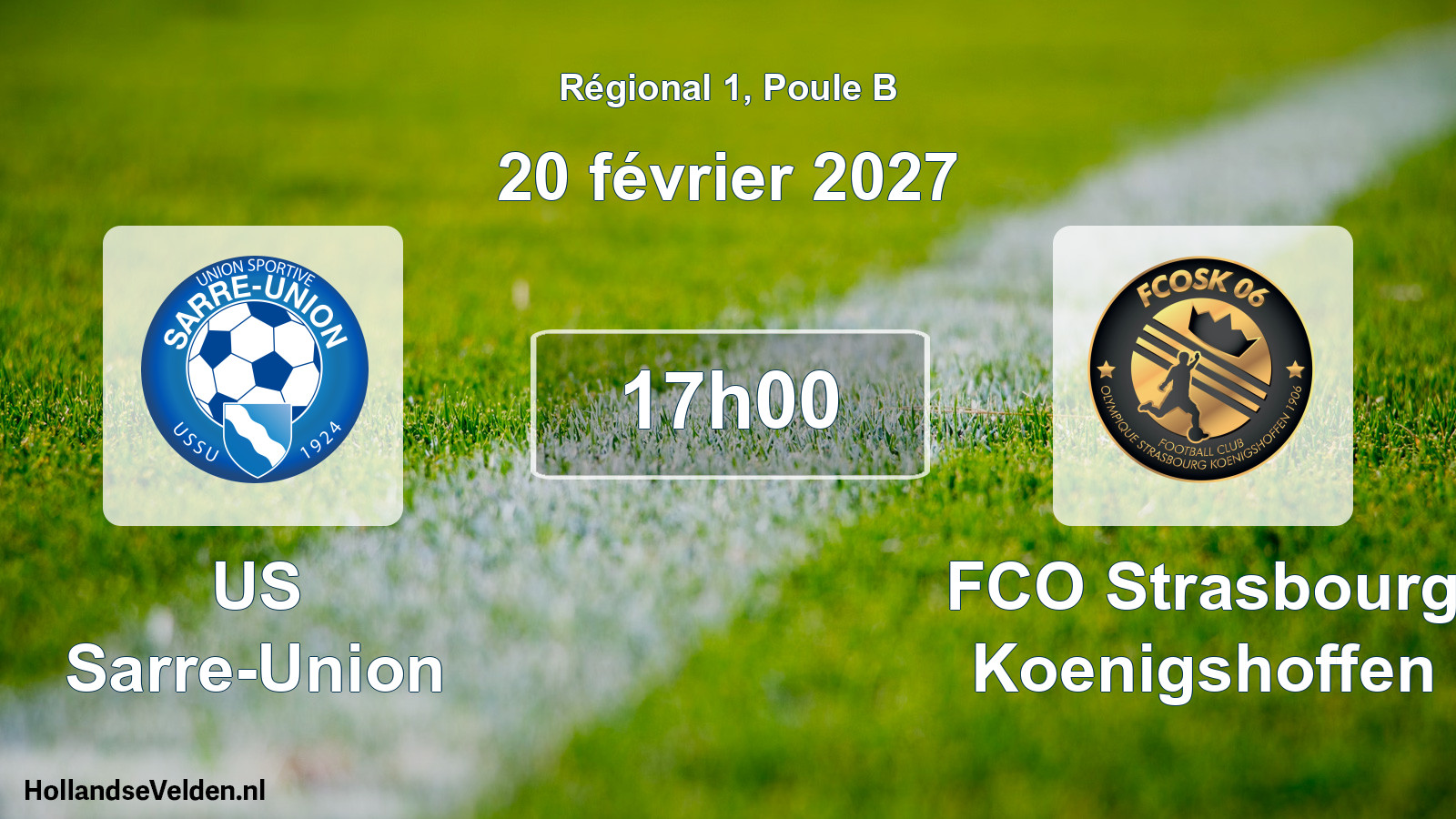 Match programmé: US Sarre-Union - FCO Strasbourg Koenigshoffen (20 février 2027)