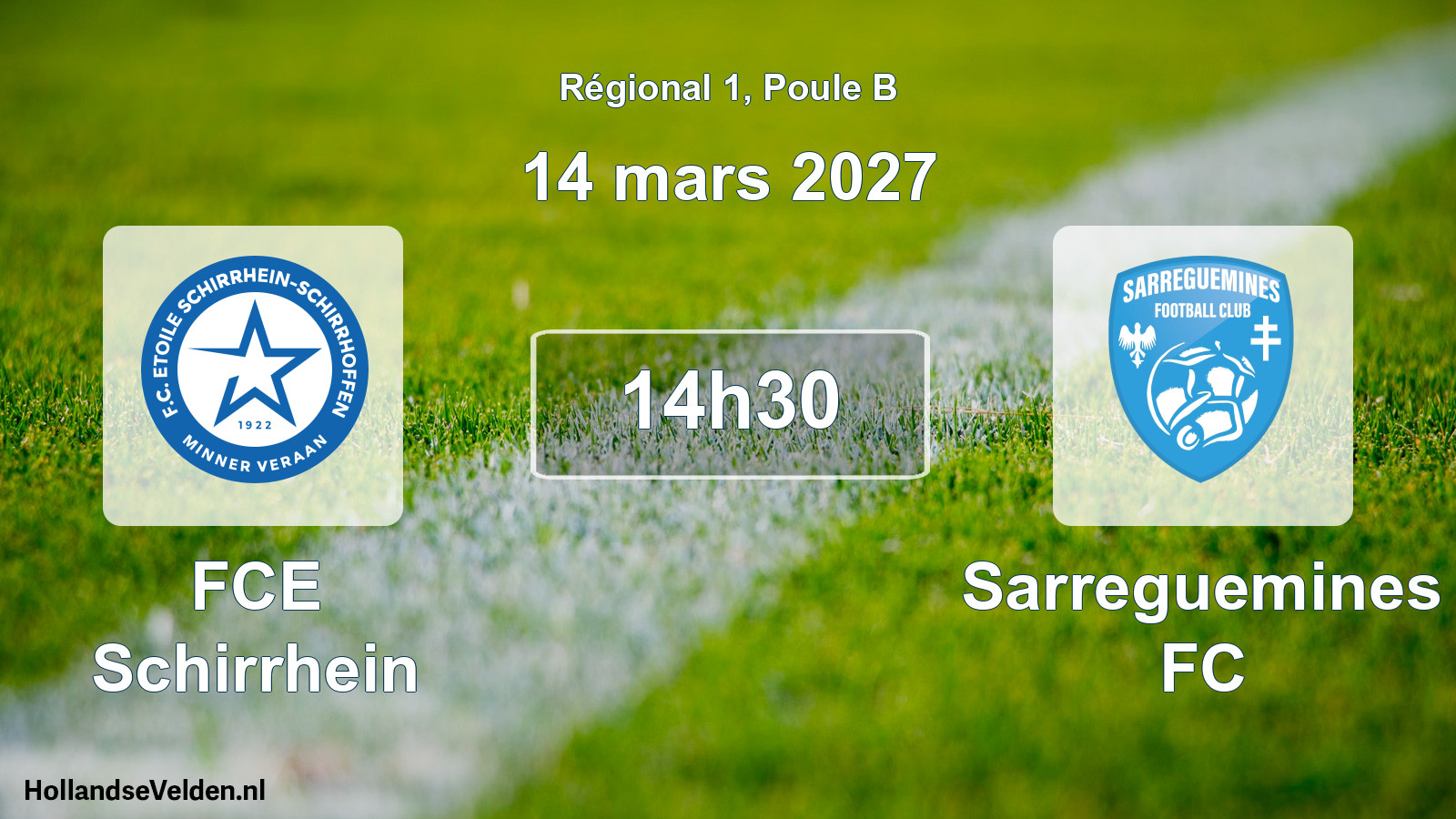Match programmé: FCE Schirrhein - Sarreguemines FC (14 mars 2027)