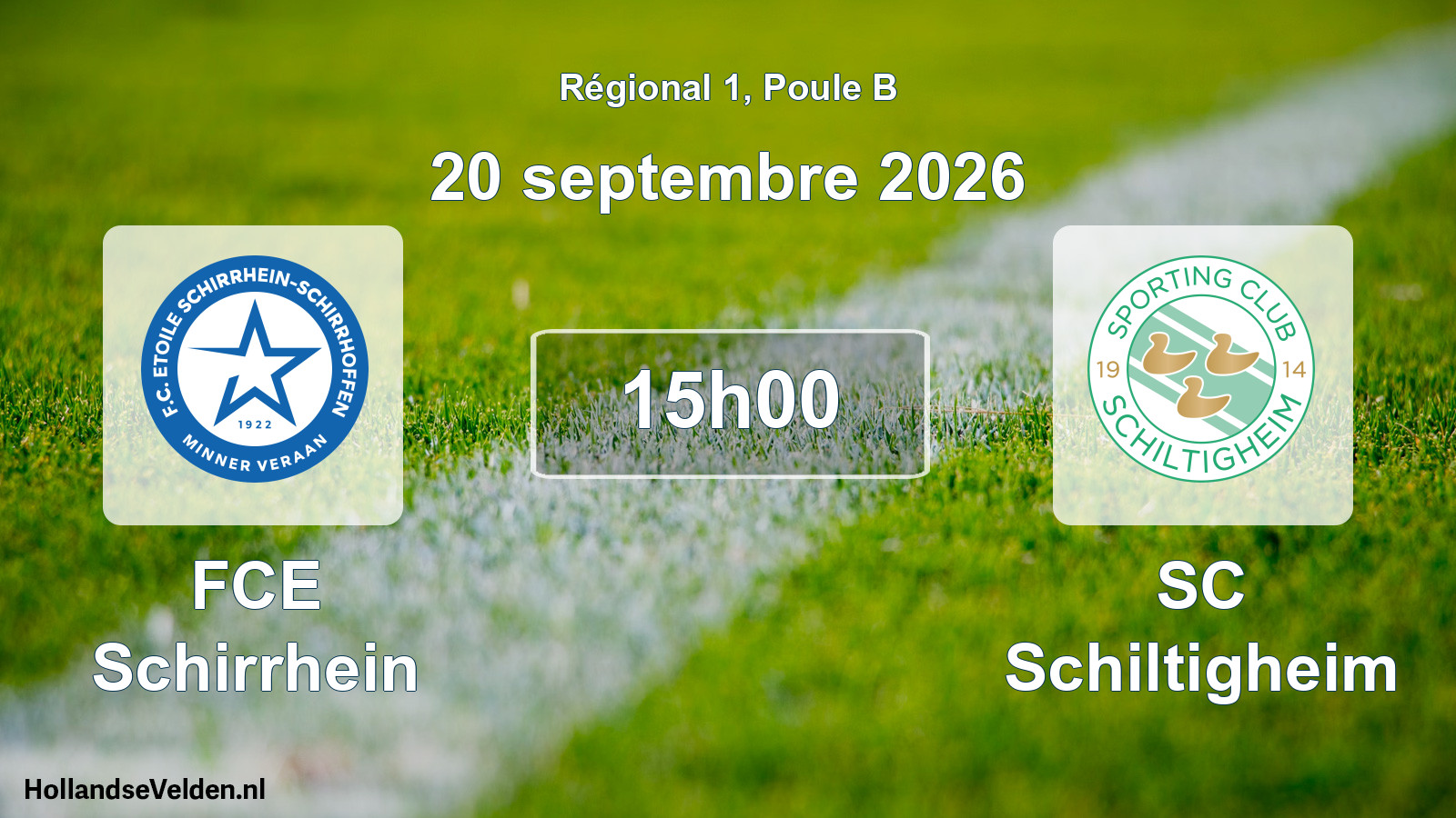 Match programmé: FCE Schirrhein - SC Schiltigheim (20 septembre 2026)