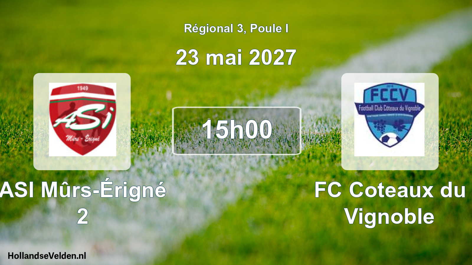 Scheduled Match: ASI Mûrs-Érigné 2 - FC Coteaux du Vignoble (23 May 2027)