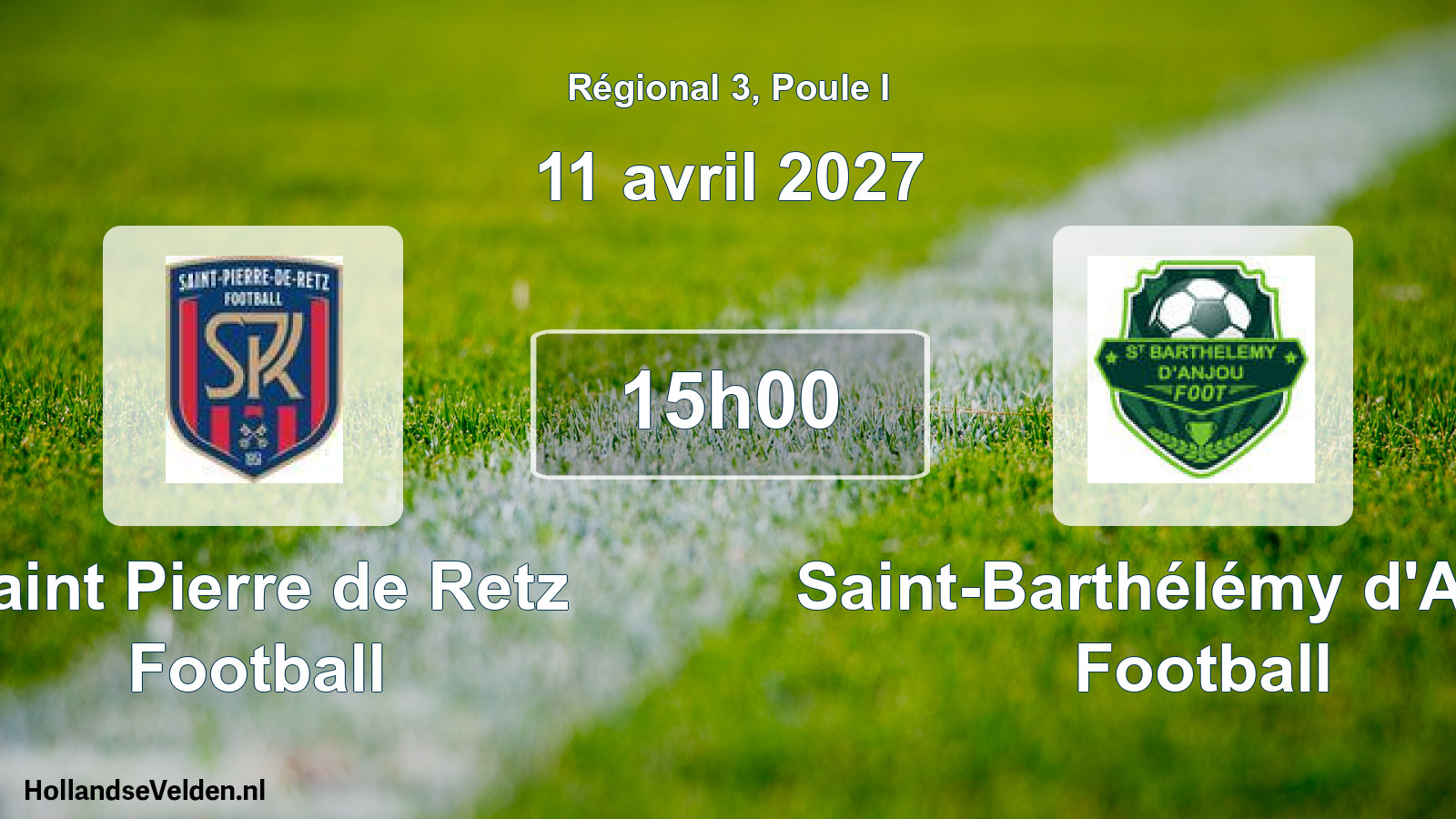 Match programmé: Saint Pierre de Retz Football - Saint-Barthélémy d'Anjou Football (11 avril 2027)