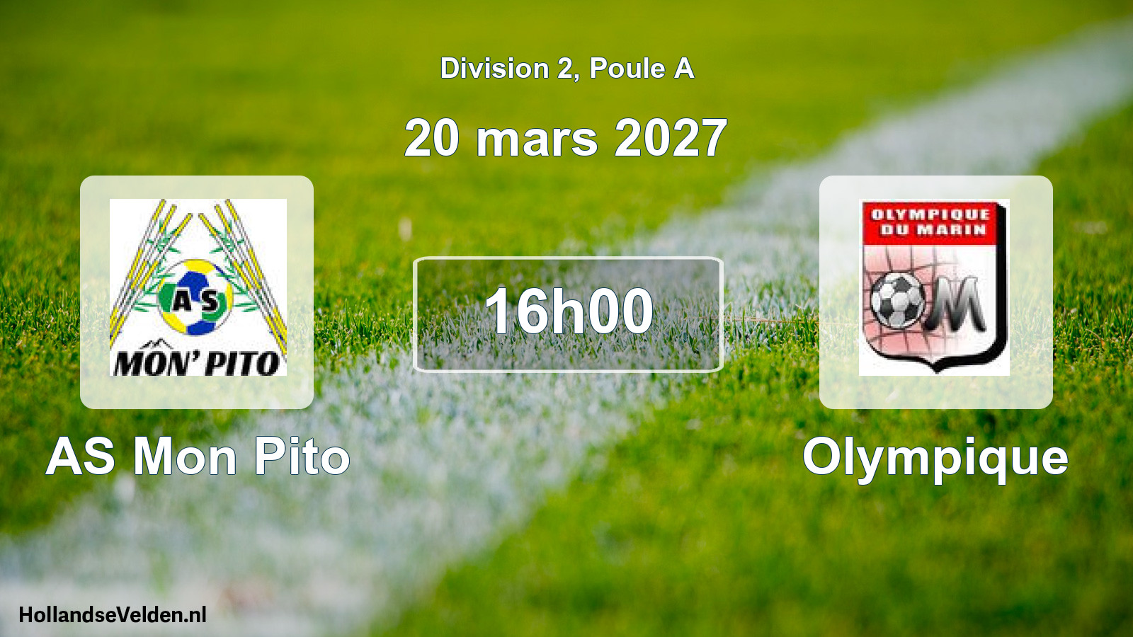 Match programmé: AS Mon Pito - Olympique (20 mars 2027)