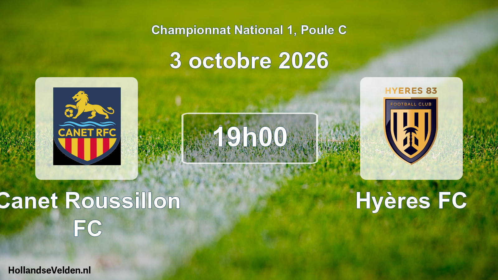 Match programmé: Canet Roussillon FC - Hyères FC (3 octobre 2026)