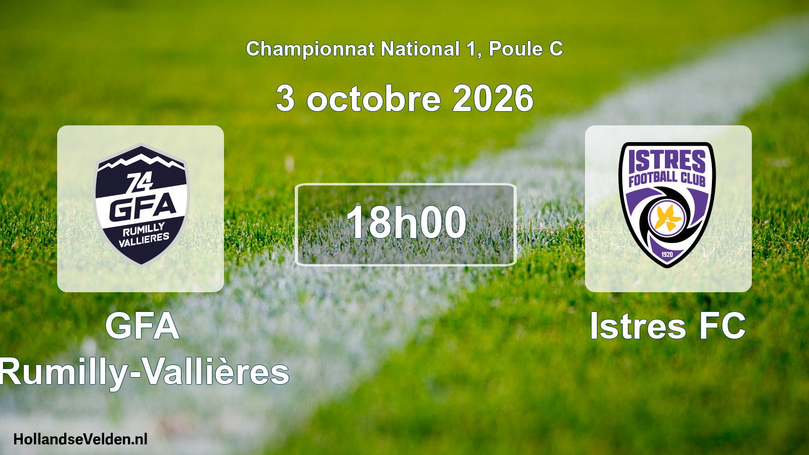 Match programmé: GFA Rumilly-Vallières - Istres FC (3 octobre 2026)