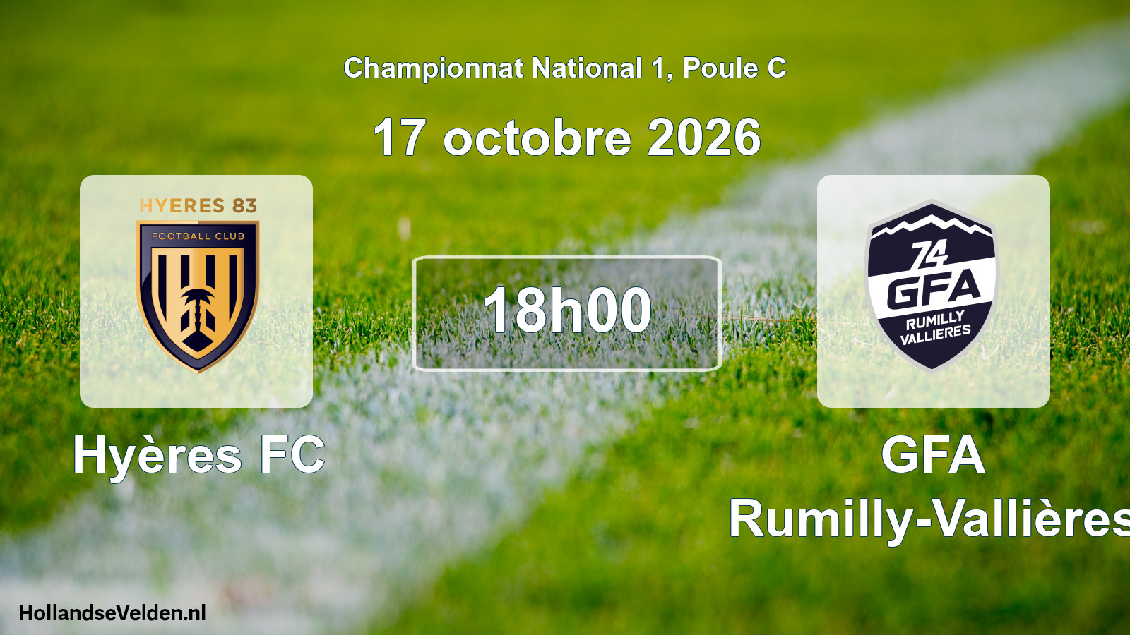 Match programmé: Hyères FC - GFA Rumilly-Vallières (17 octobre 2026)