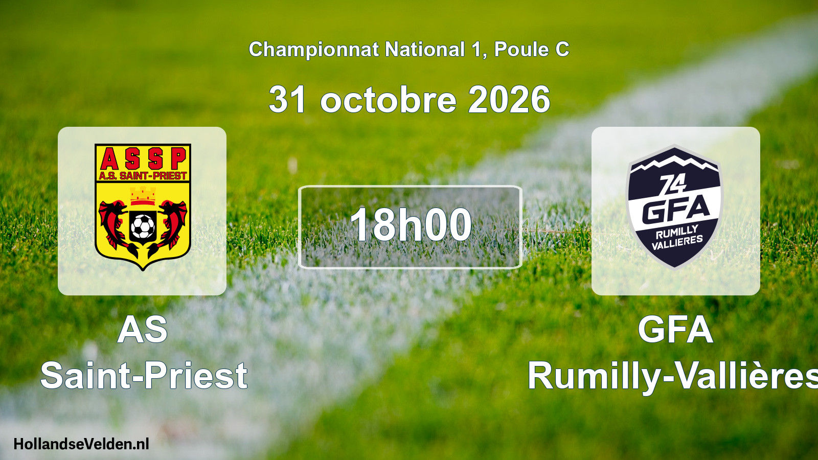 Match programmé: AS Saint-Priest - GFA Rumilly-Vallières (31 octobre 2026)