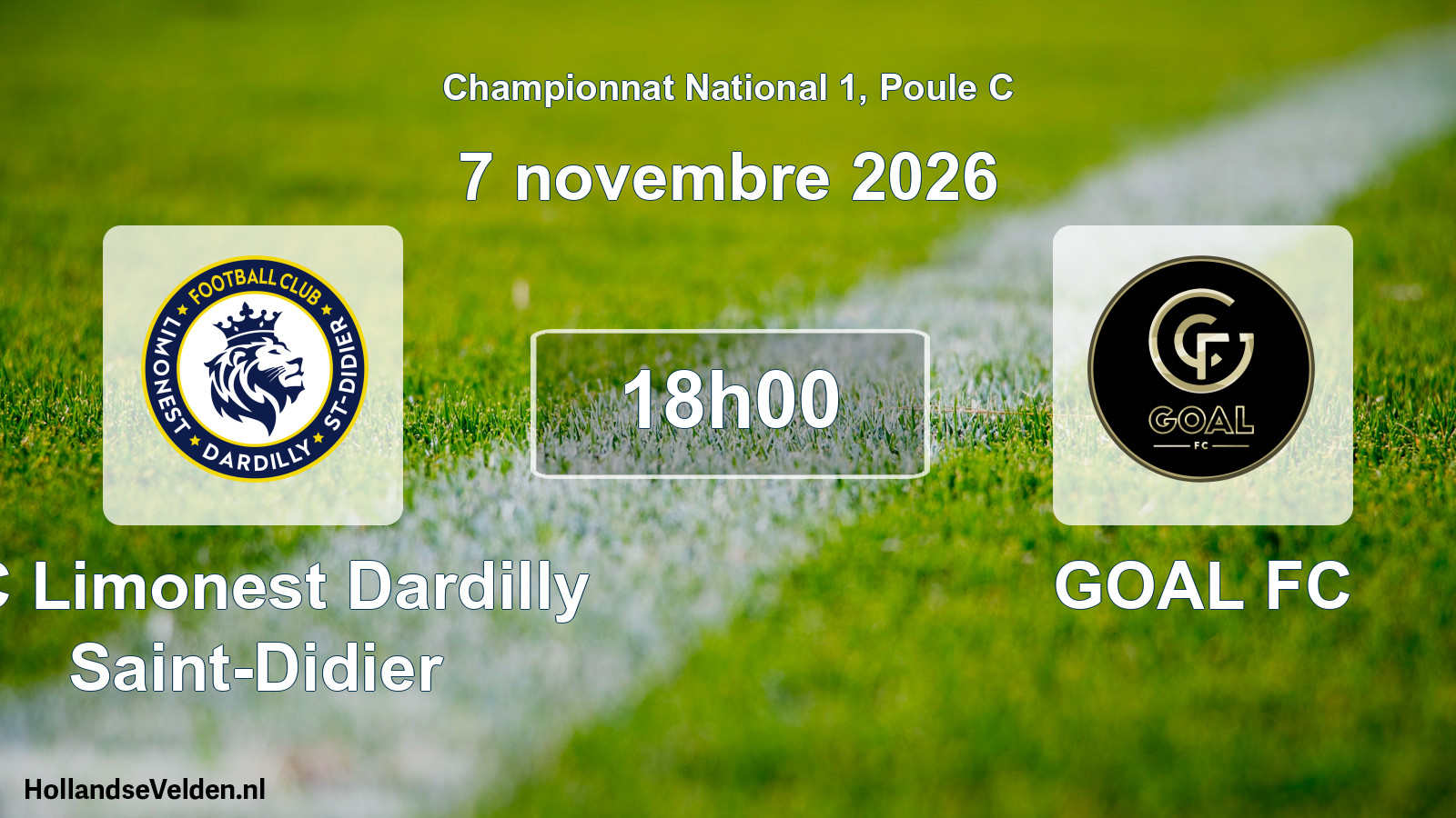 Match programmé: FC Limonest Dardilly Saint-Didier - GOAL FC (7 novembre 2026)