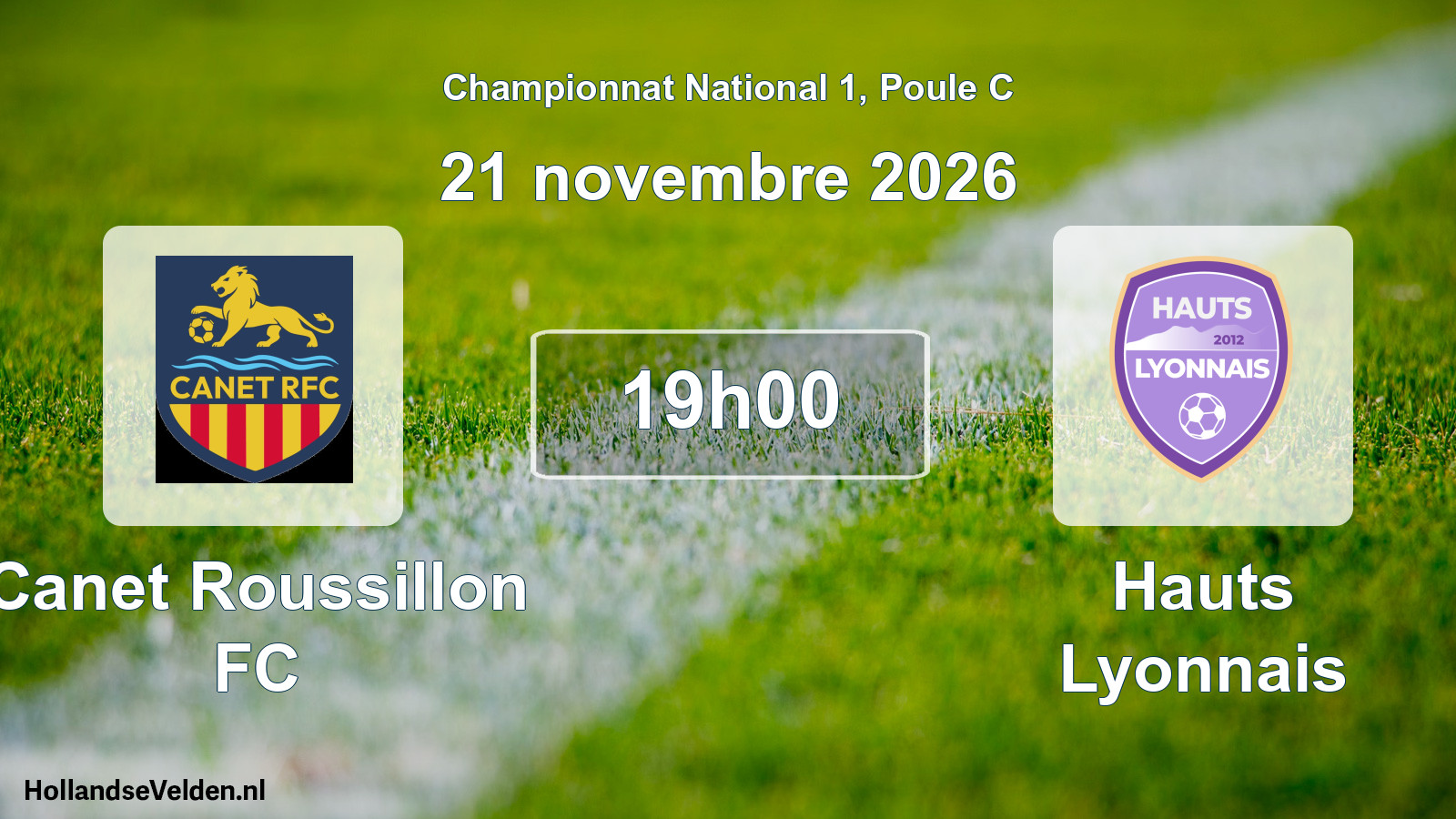 Match programmé: Canet Roussillon FC - Hauts Lyonnais (21 novembre 2026)