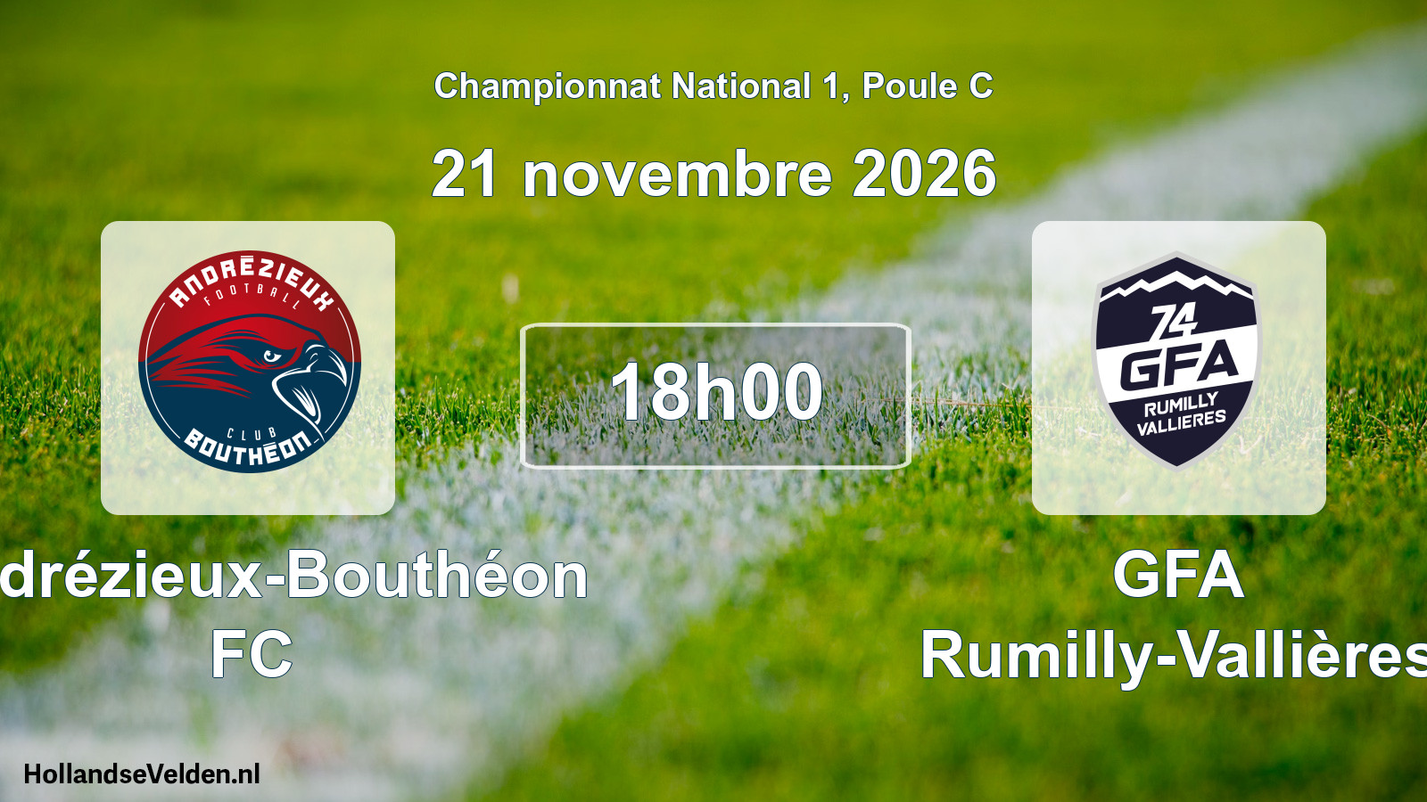 Match programmé: Andrézieux-Bouthéon FC - GFA Rumilly-Vallières (21 novembre 2026)