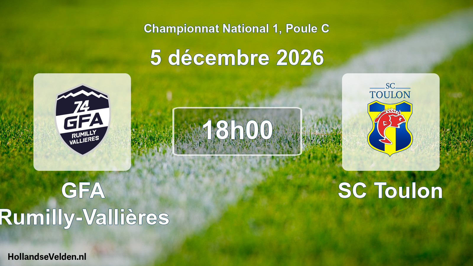 Match programmé: GFA Rumilly-Vallières - SC Toulon (5 décembre 2026)