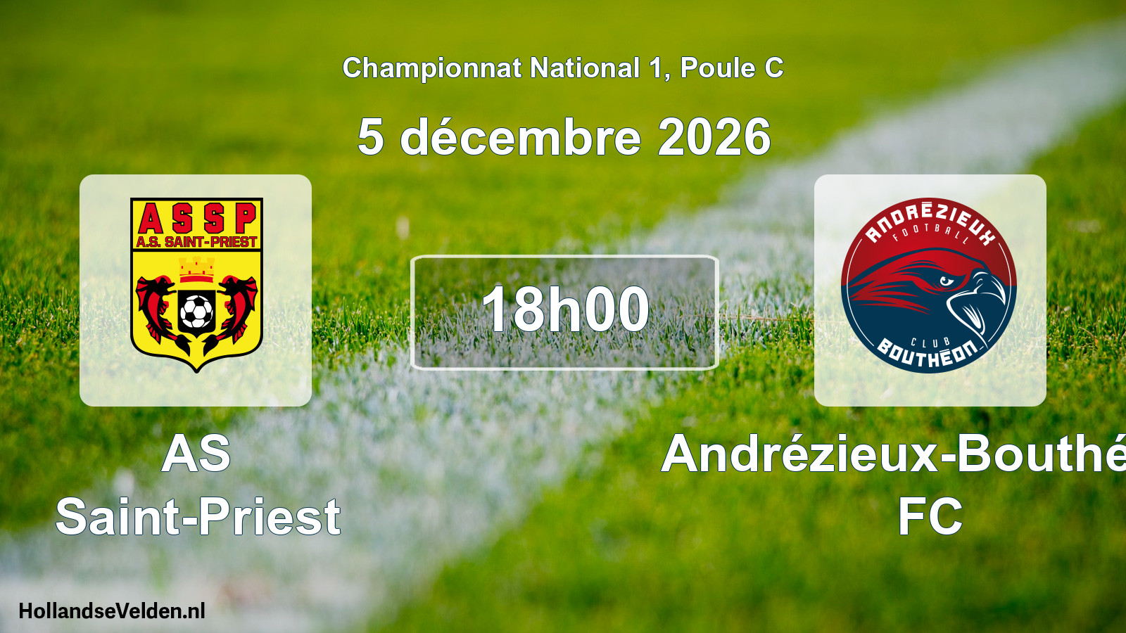 Match programmé: AS Saint-Priest - Andrézieux-Bouthéon FC (5 décembre 2026)