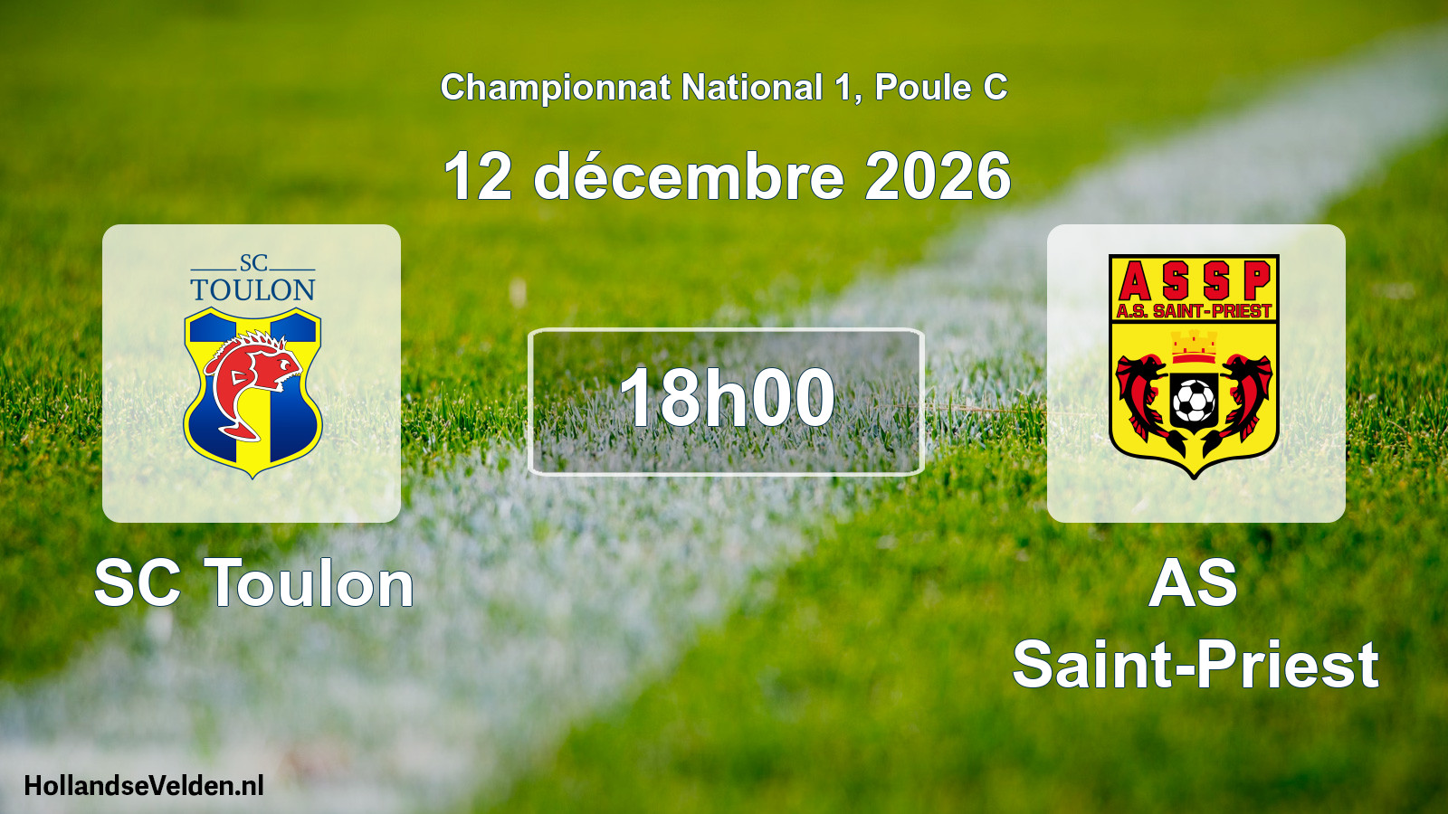 Match programmé: SC Toulon - AS Saint-Priest (12 décembre 2026)