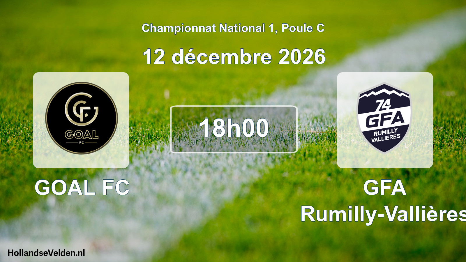 Match programmé: GOAL FC - GFA Rumilly-Vallières (12 décembre 2026)
