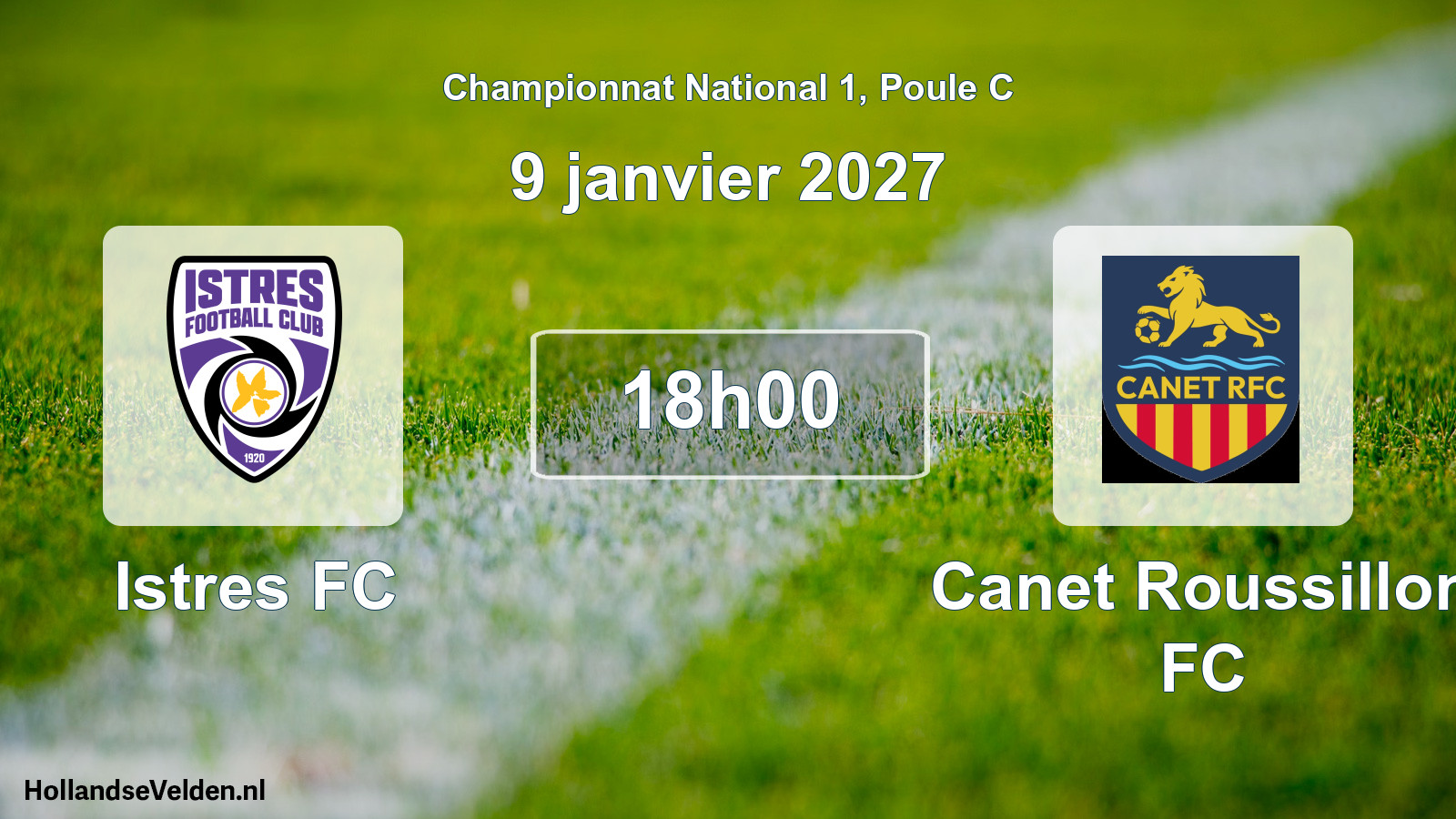 Match programmé: Istres FC - Canet Roussillon FC (9 janvier 2027)