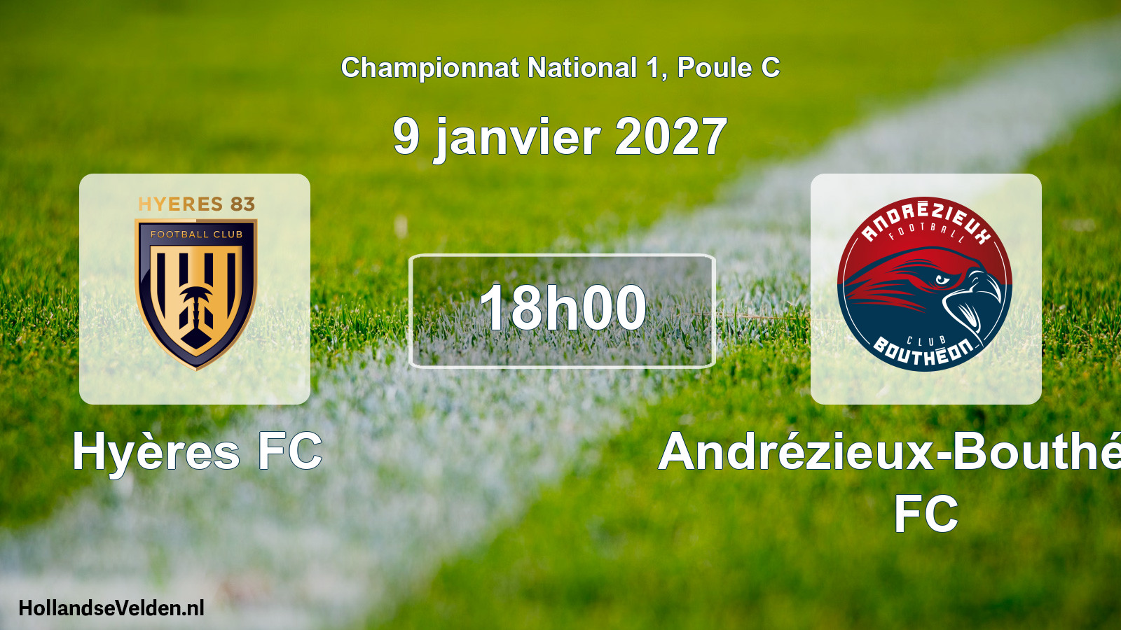 Match programmé: Hyères FC - Andrézieux-Bouthéon FC (9 janvier 2027)