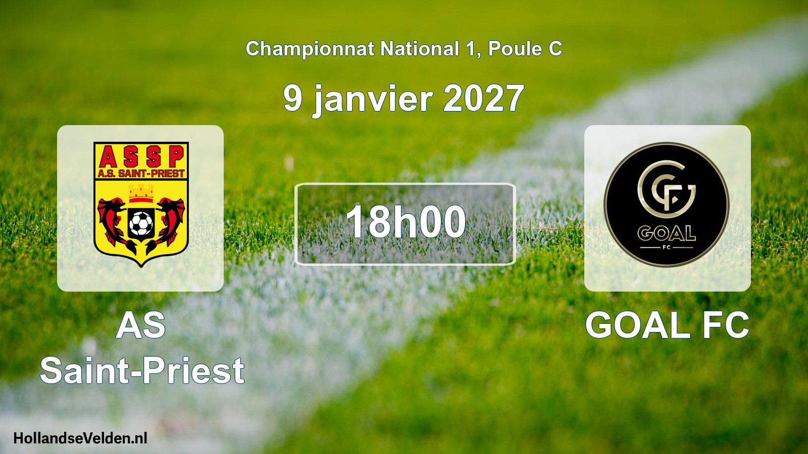 Match programmé: AS Saint-Priest - GOAL FC (9 janvier 2027)
