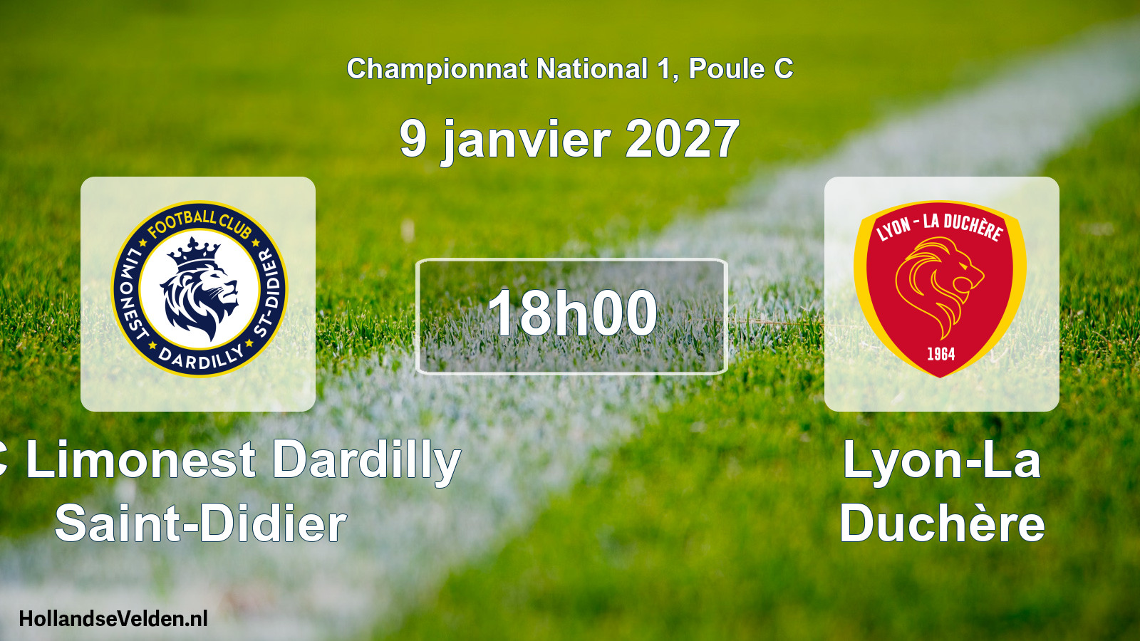 Match programmé: FC Limonest Dardilly Saint-Didier - Lyon-La Duchère (9 janvier 2027)