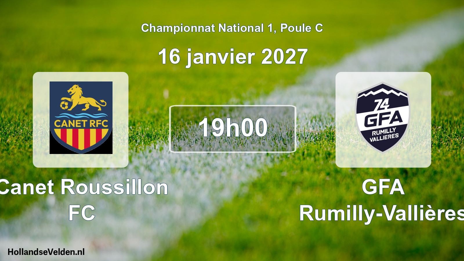 Match programmé: Canet Roussillon FC - GFA Rumilly-Vallières (16 janvier 2027)