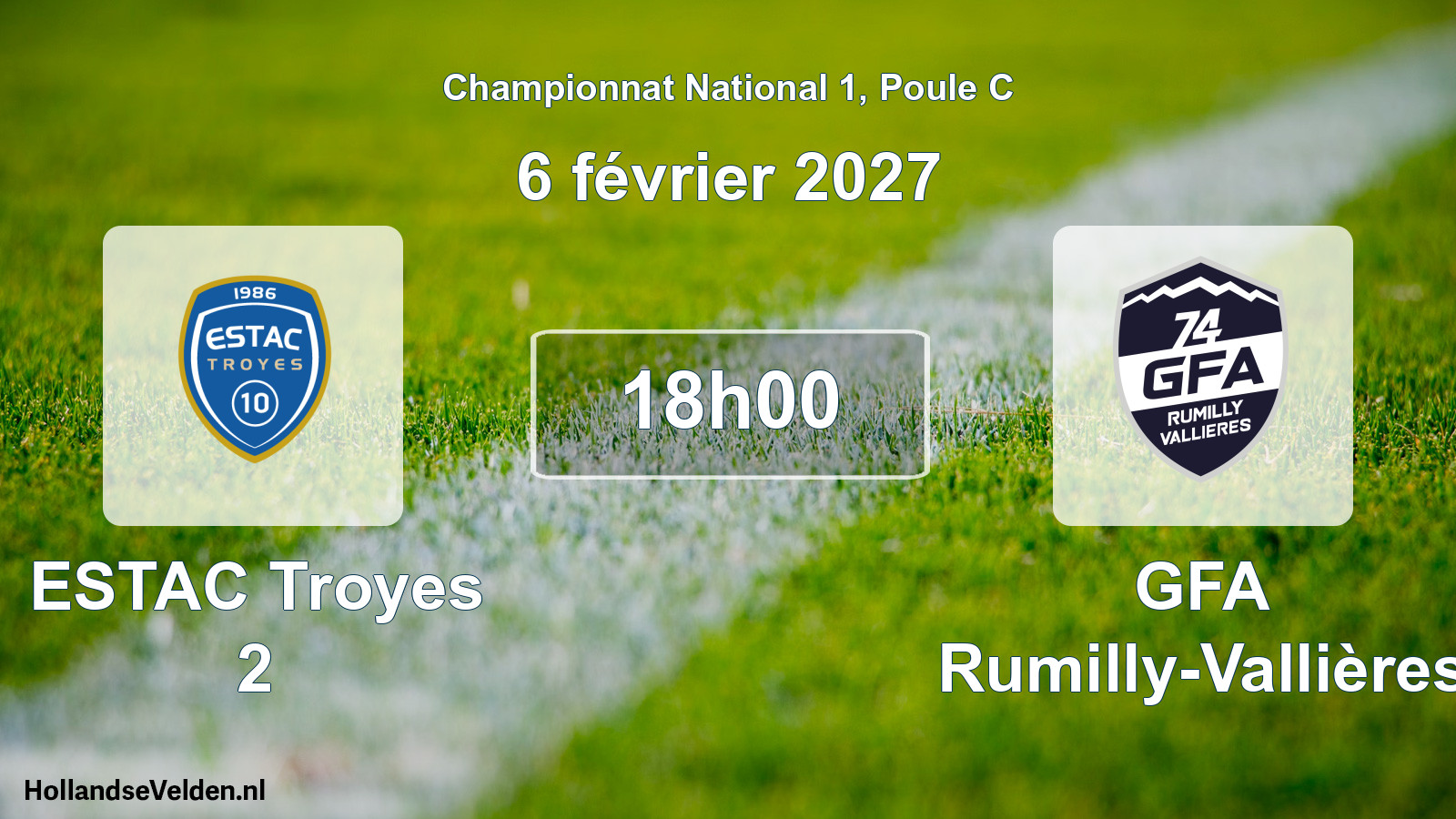 Match programmé: ESTAC Troyes 2 - GFA Rumilly-Vallières (6 février 2027)