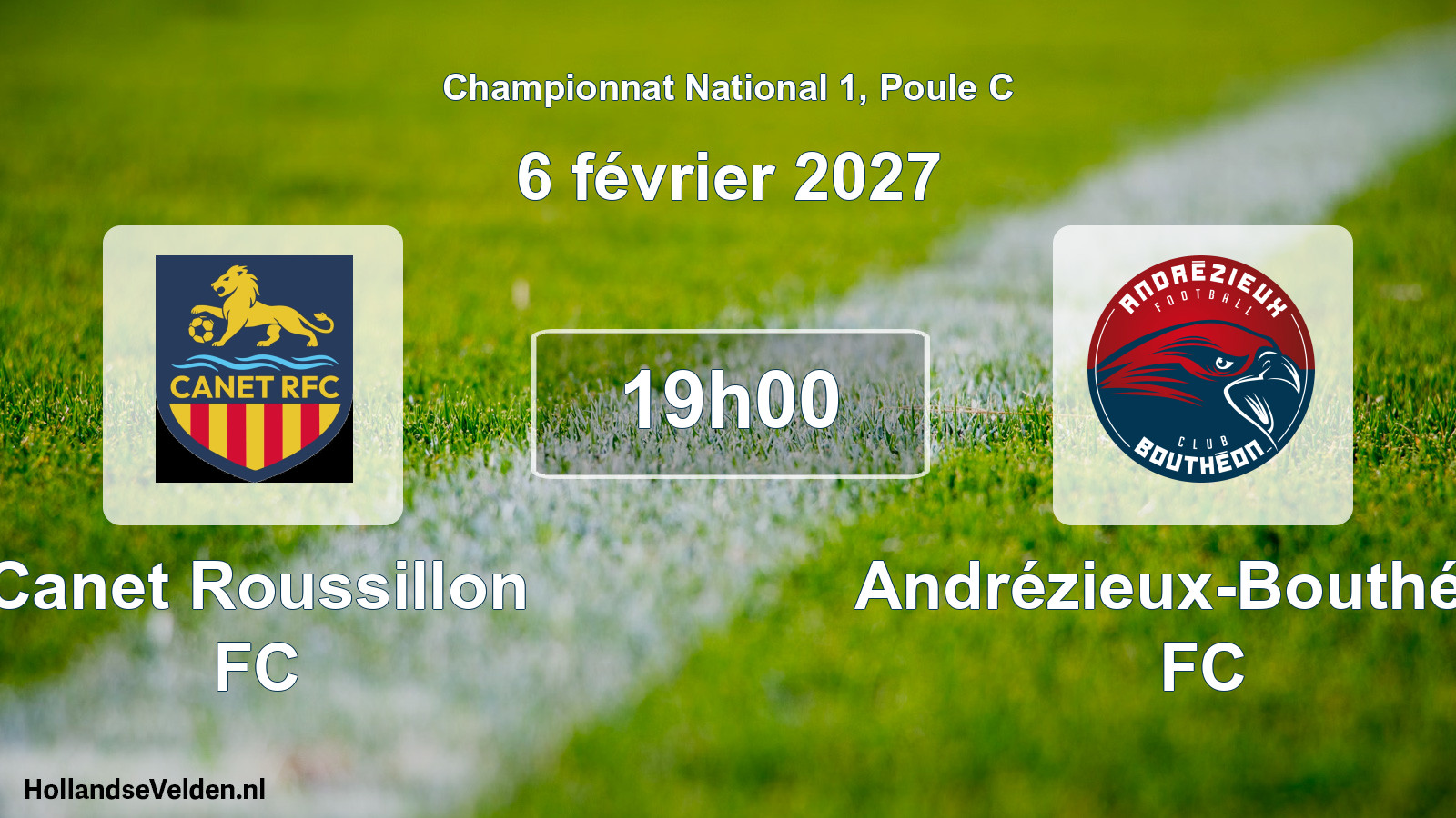 Match programmé: Canet Roussillon FC - Andrézieux-Bouthéon FC (6 février 2027)