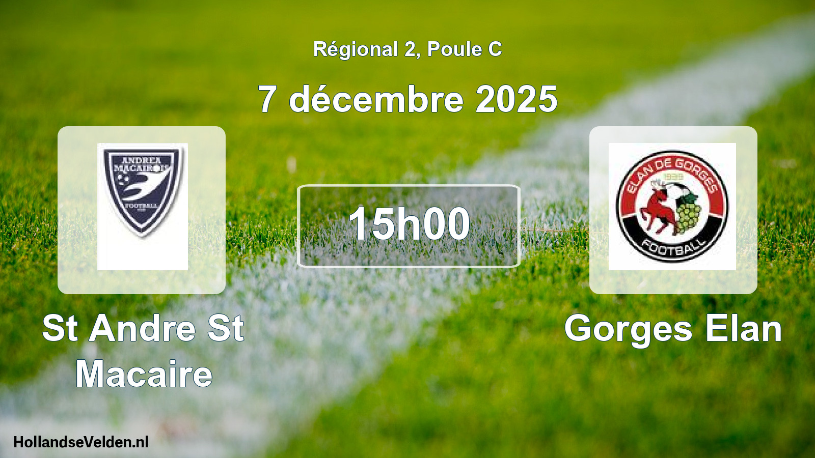 Geplande wedstrijd: St Andre St Macaire - Gorges Elan (7 décembre 2025)