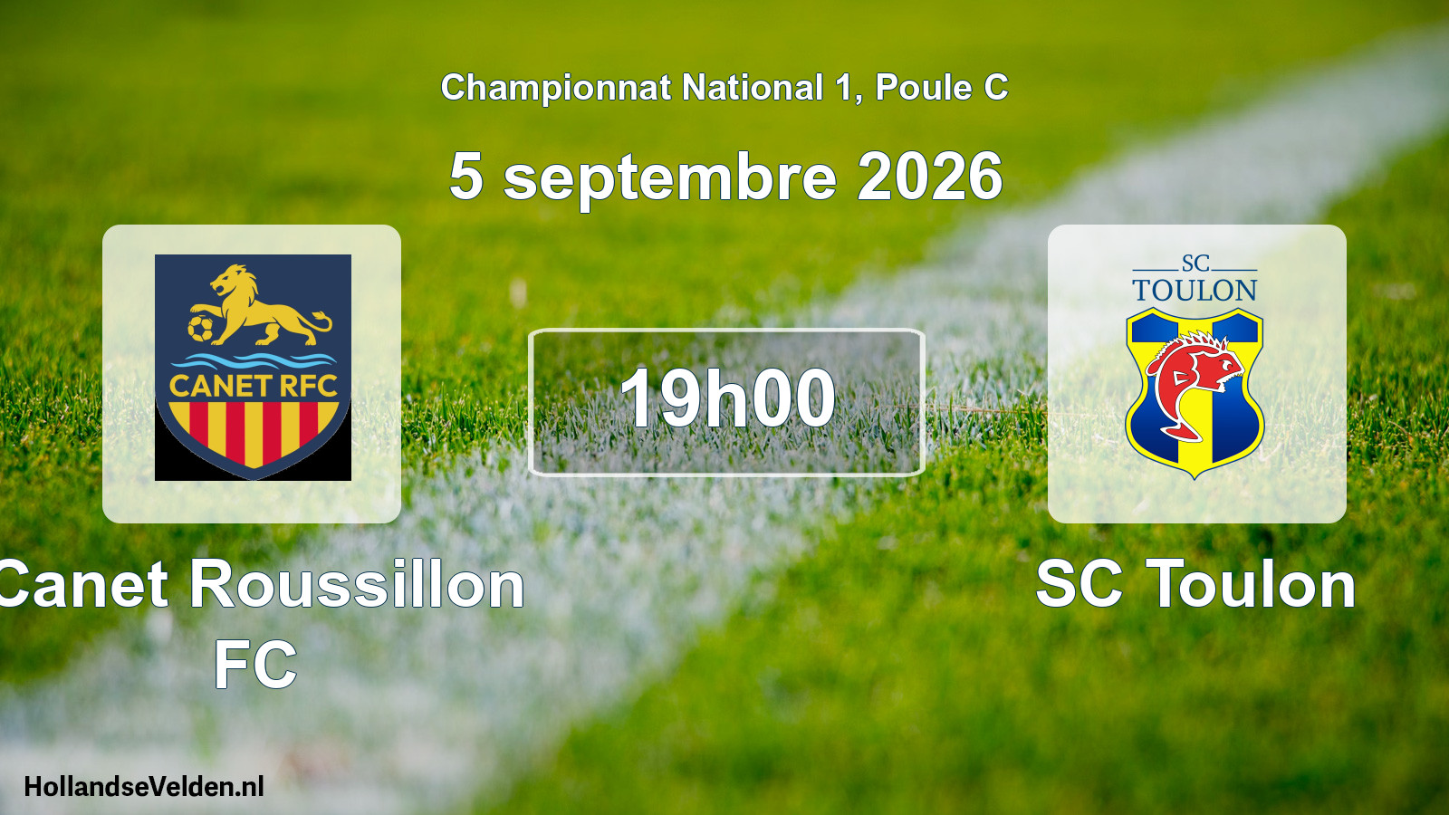 Match programmé: Canet Roussillon FC - SC Toulon (5 septembre 2026)