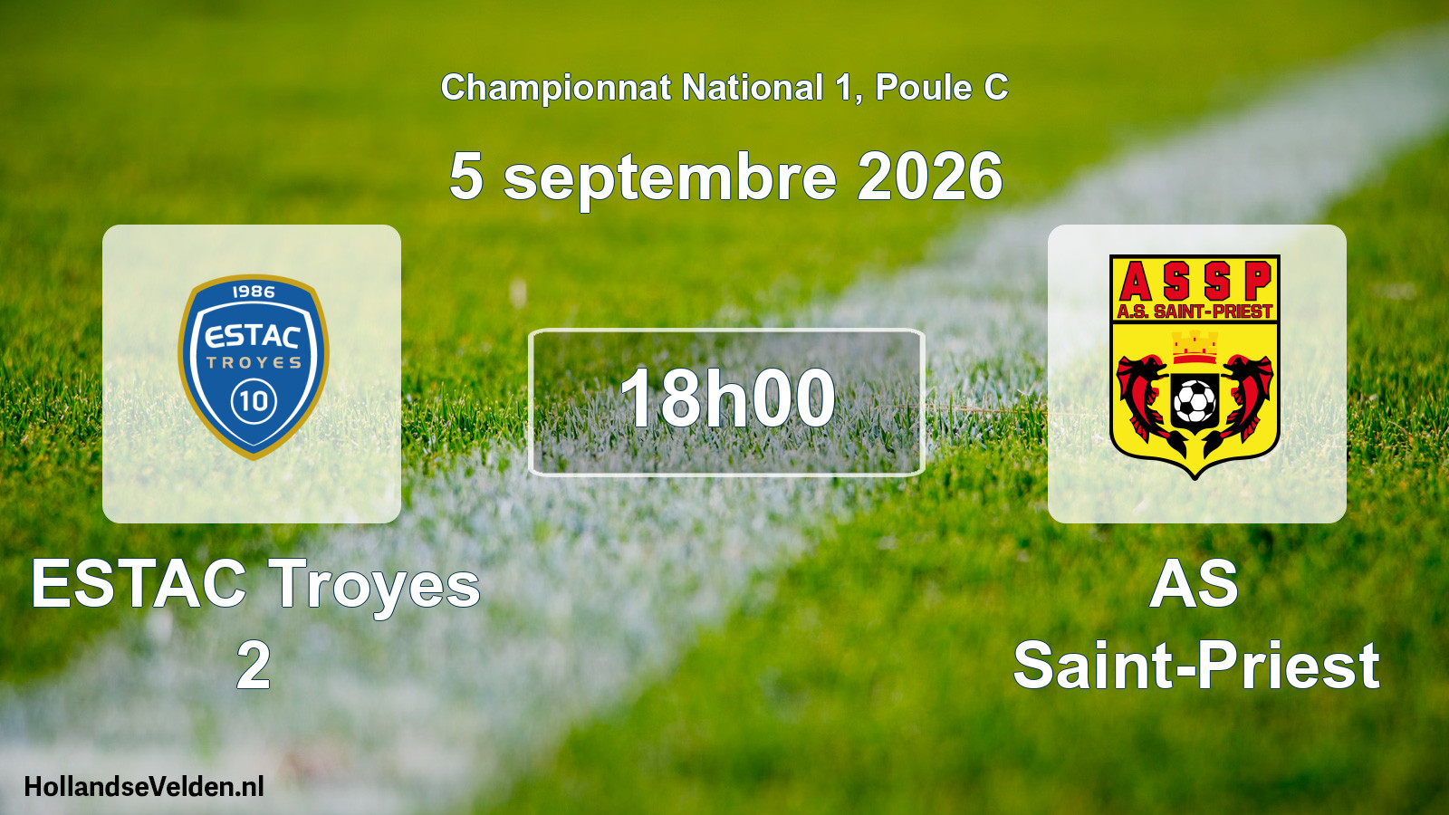 Match programmé: ESTAC Troyes 2 - AS Saint-Priest (5 septembre 2026)