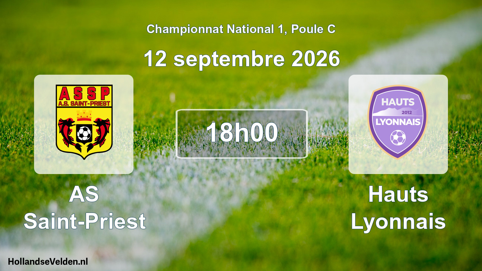 Match programmé: AS Saint-Priest - Hauts Lyonnais (12 septembre 2026)