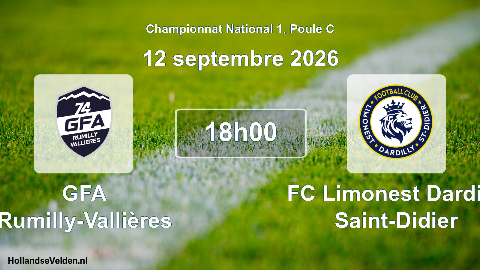 Match programmé: GFA Rumilly-Vallières - FC Limonest Dardilly Saint-Didier (12 septembre 2026)