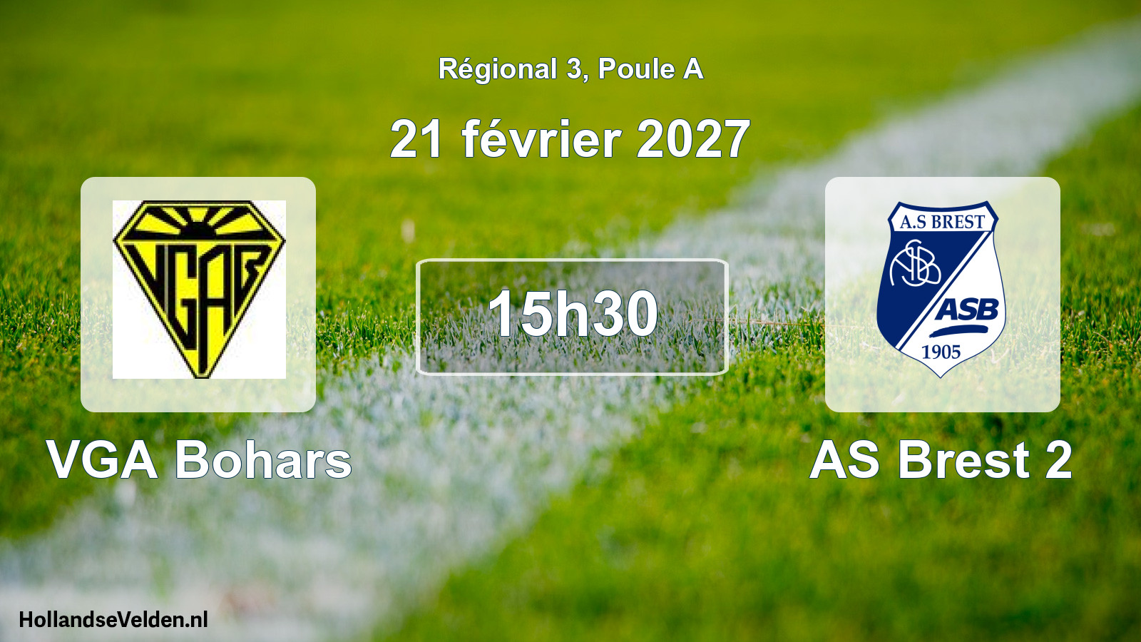 Match programmé: VGA Bohars - AS Brest 2 (21 février 2027)