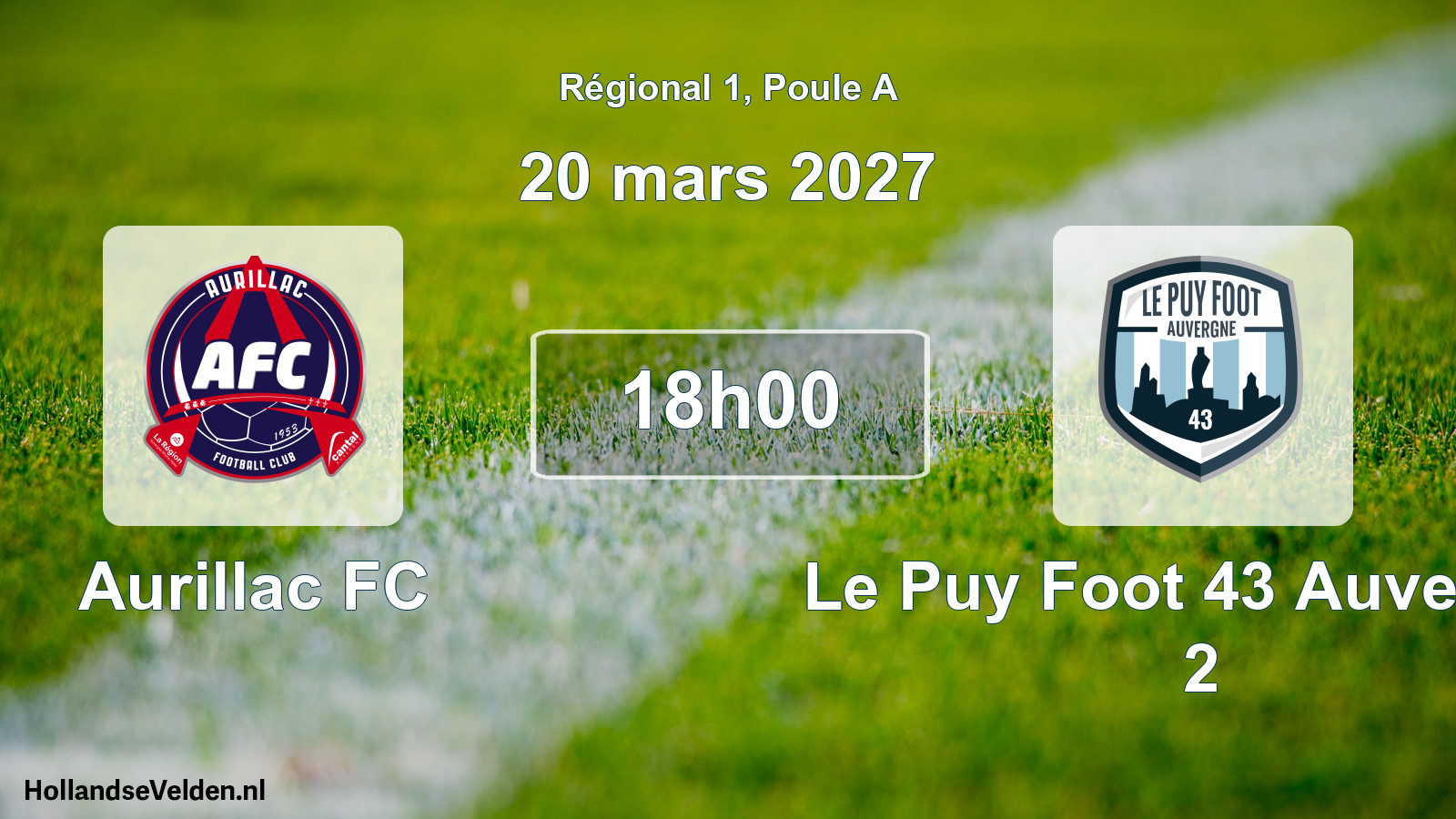 Match programmé: Aurillac FC - Le Puy Foot 43 Auvergne 2 (20 mars 2027)