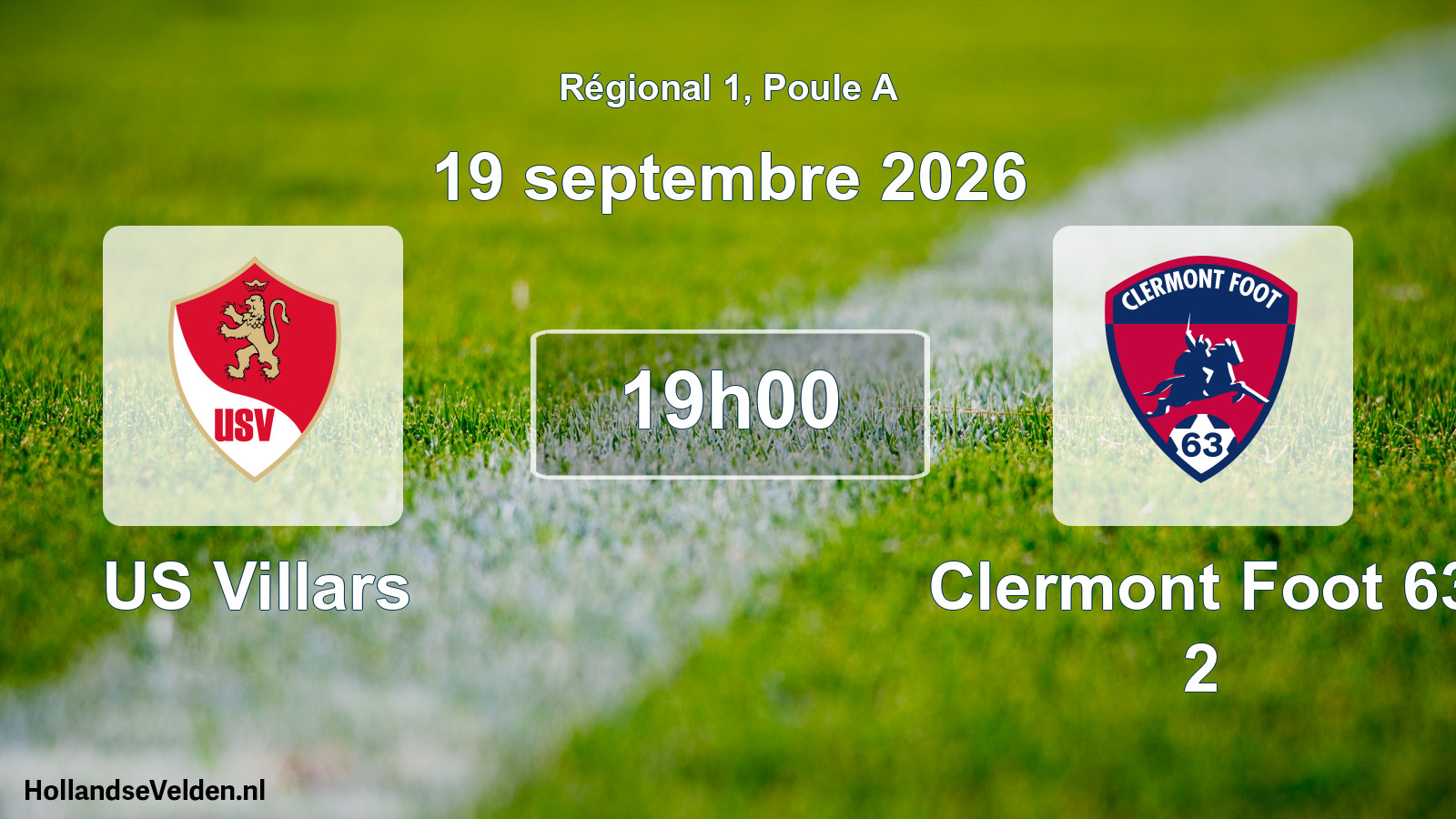 Scheduled Match: US Villars - Clermont Foot 63 2 (19 September 2026)
