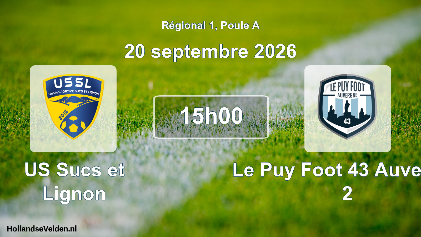 Match programmé: US Sucs et Lignon - Le Puy Foot 43 Auvergne 2 (20 septembre 2026)