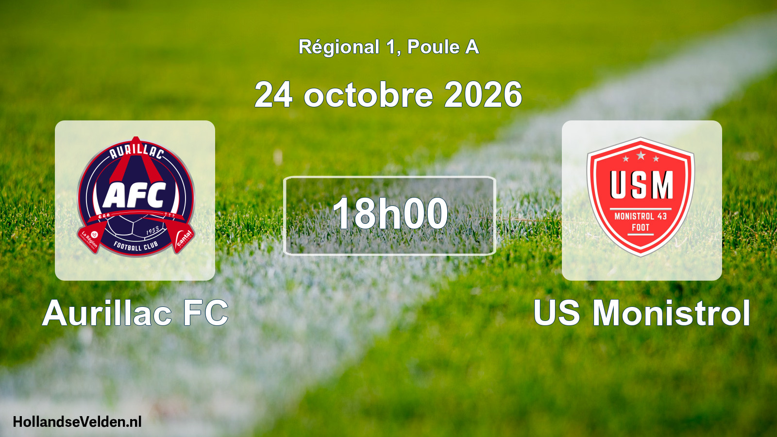 Match programmé: Aurillac FC - US Monistrol (24 octobre 2026)