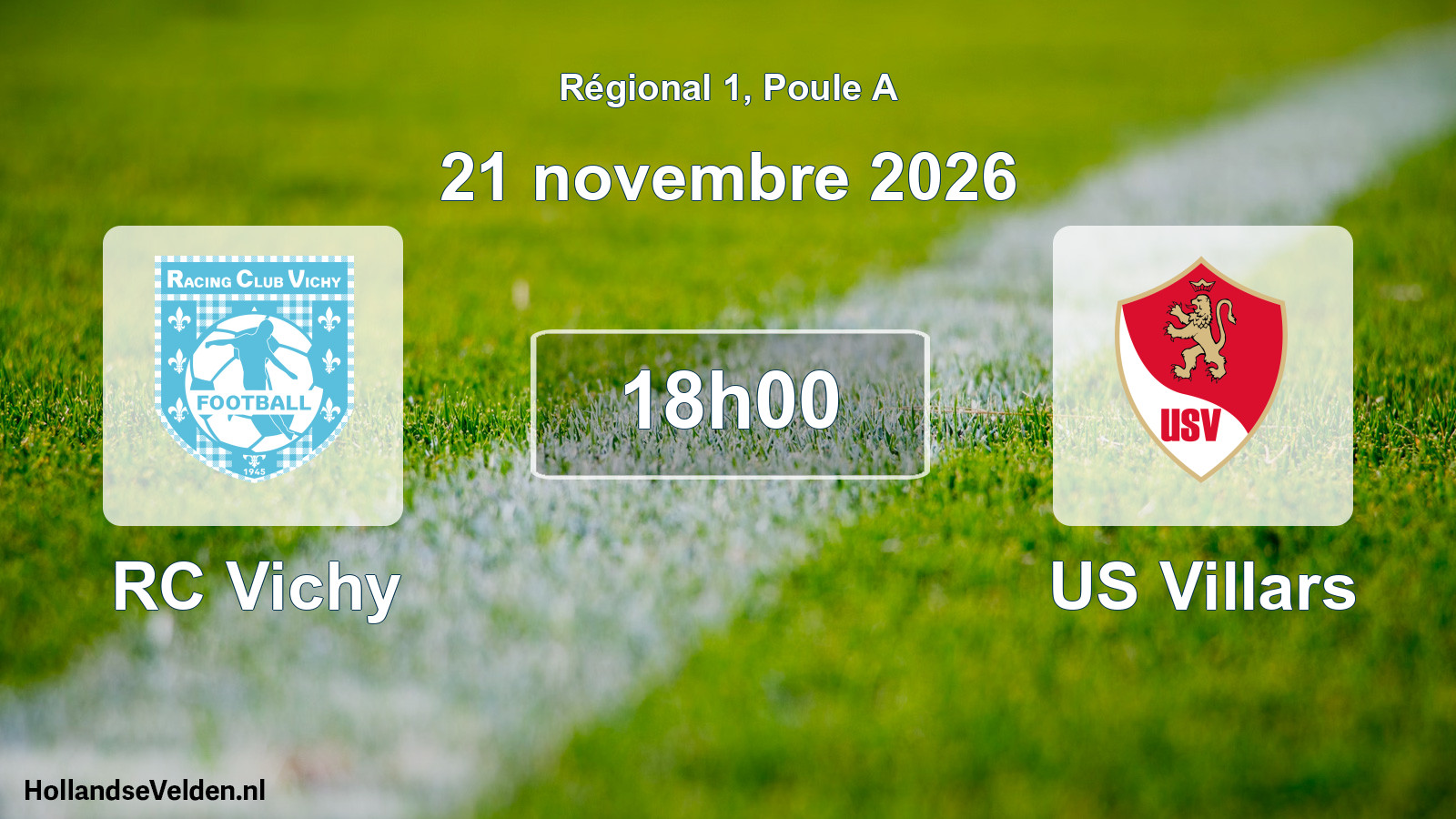 Match programmé: RC Vichy - US Villars (21 novembre 2026)