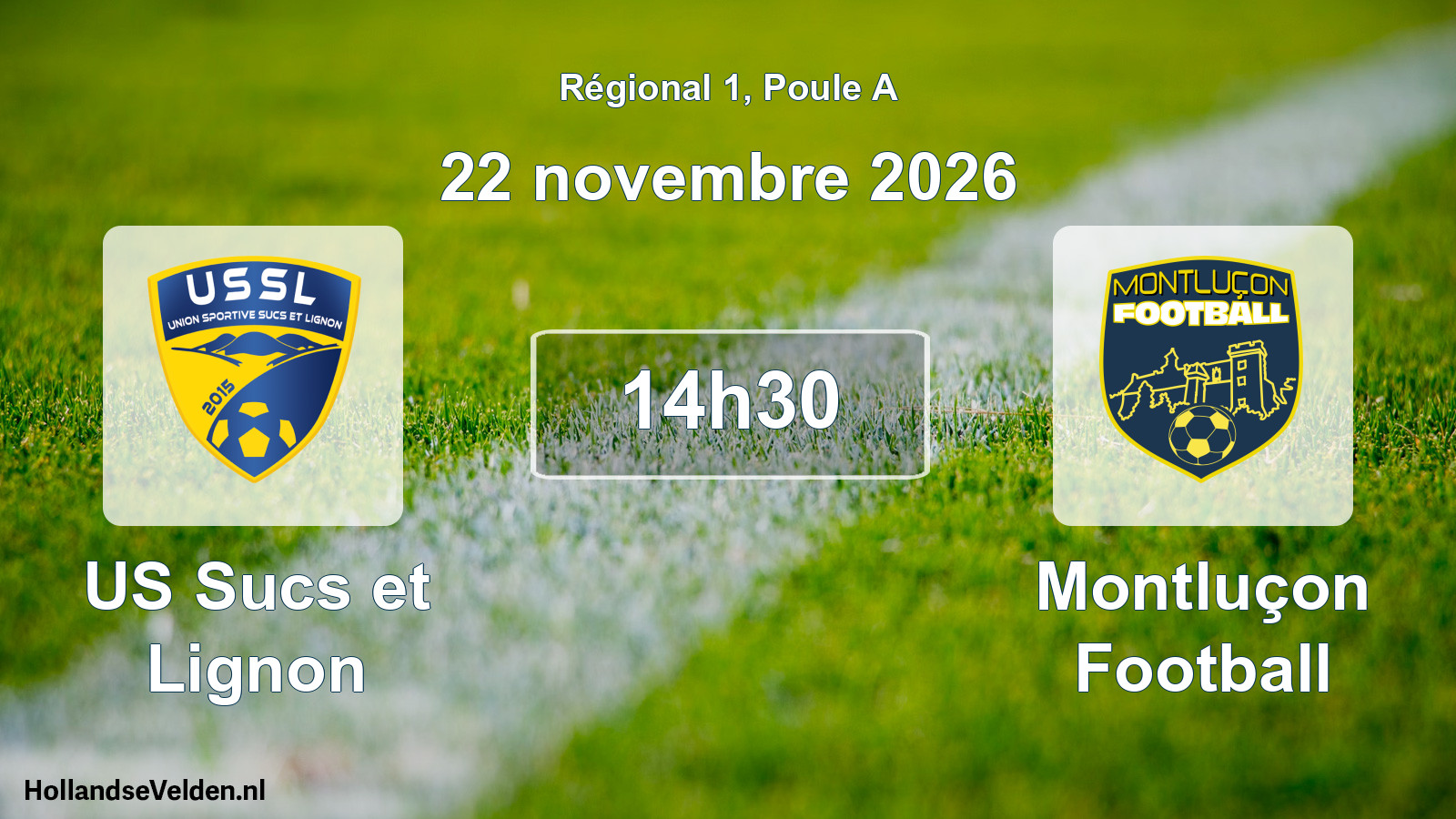 Match programmé: US Sucs et Lignon - Montluçon Football (22 novembre 2026)