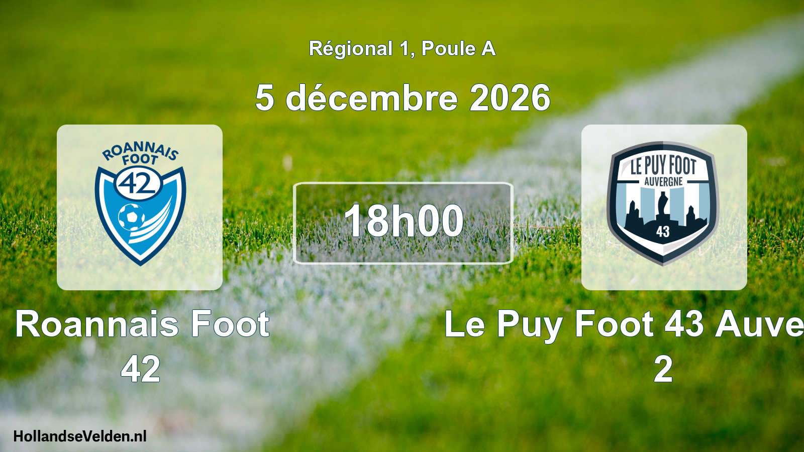 Match programmé: Roannais Foot 42 - Le Puy Foot 43 Auvergne 2 (5 décembre 2026)