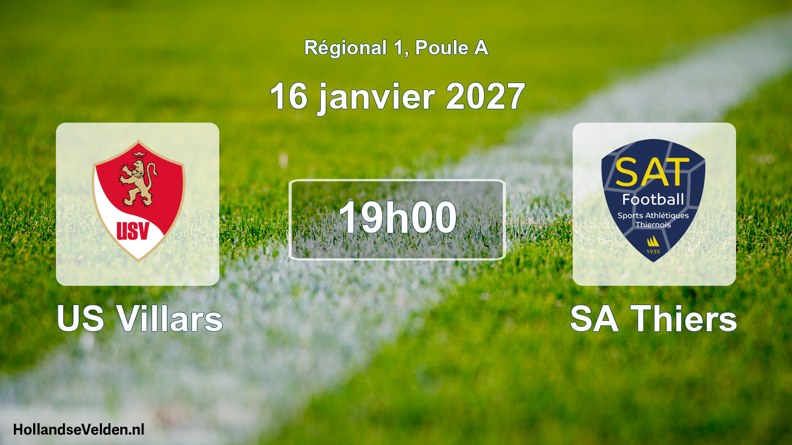 Match programmé: US Villars - SA Thiers (16 janvier 2027)