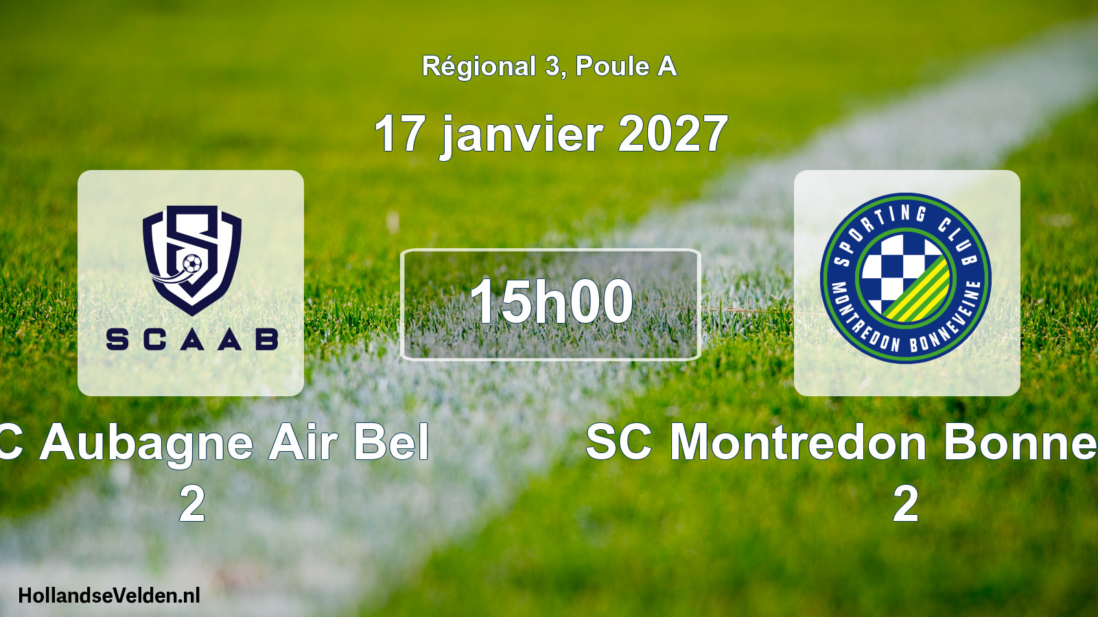 Match programmé: SC Aubagne Air Bel 2 - SC Montredon Bonneveine 2 (17 janvier 2027)