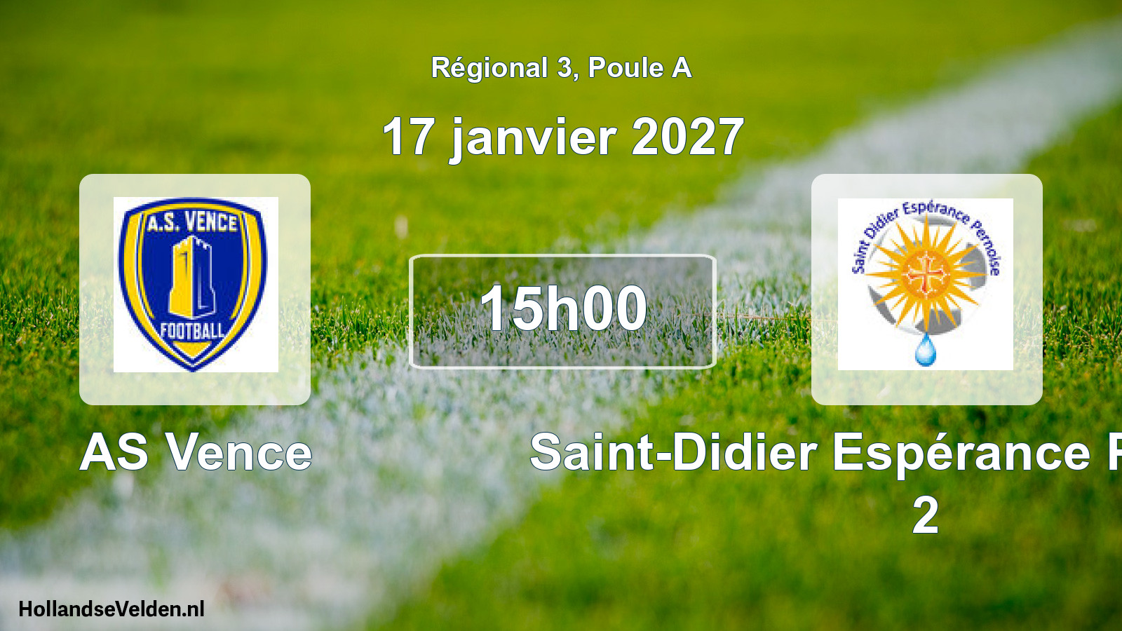 Match programmé: AS Vence - Saint-Didier Espérance Pernoise 2 (17 janvier 2027)