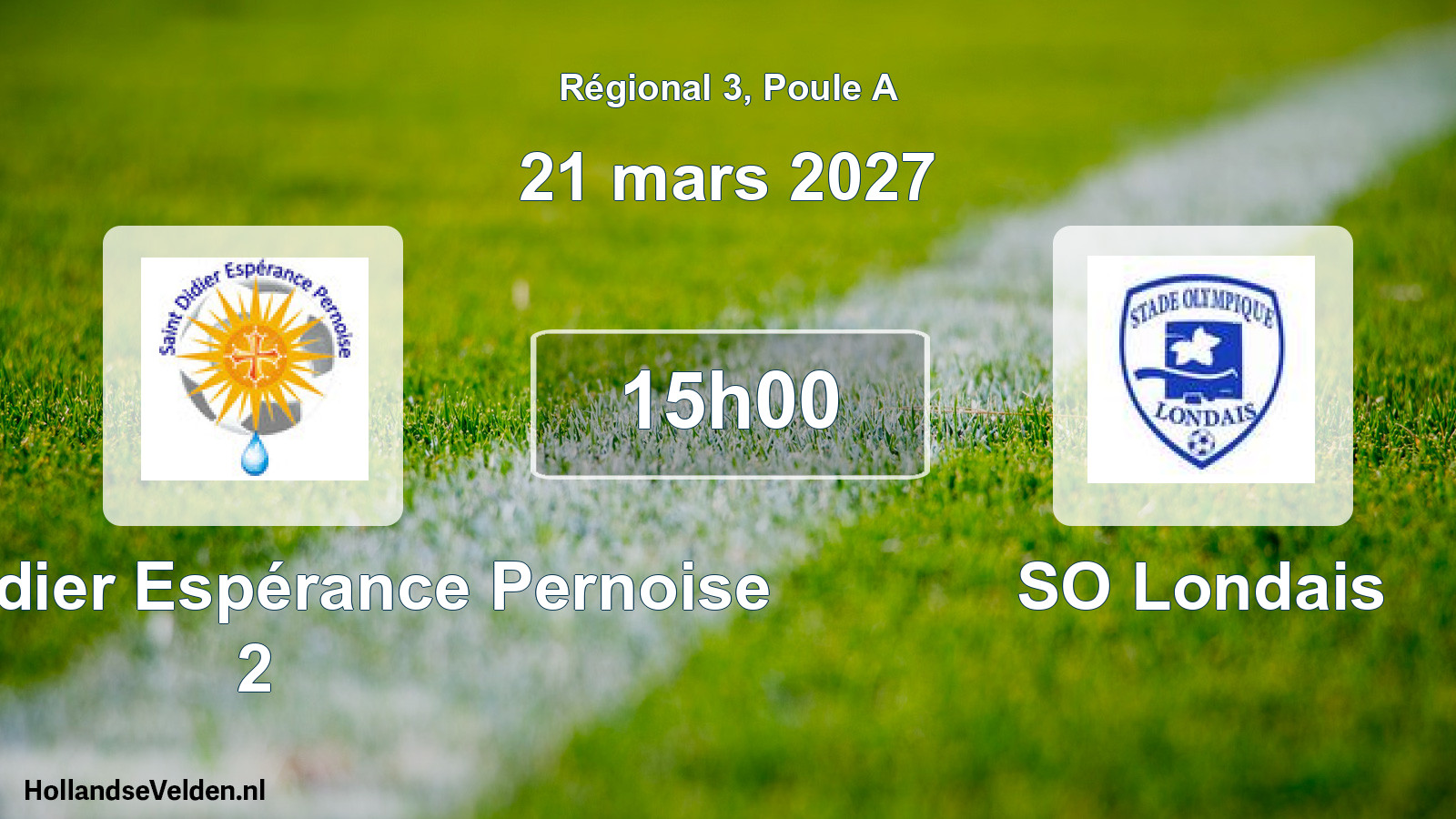 Match programmé: Saint-Didier Espérance Pernoise 2 - SO Londais (21 mars 2027)