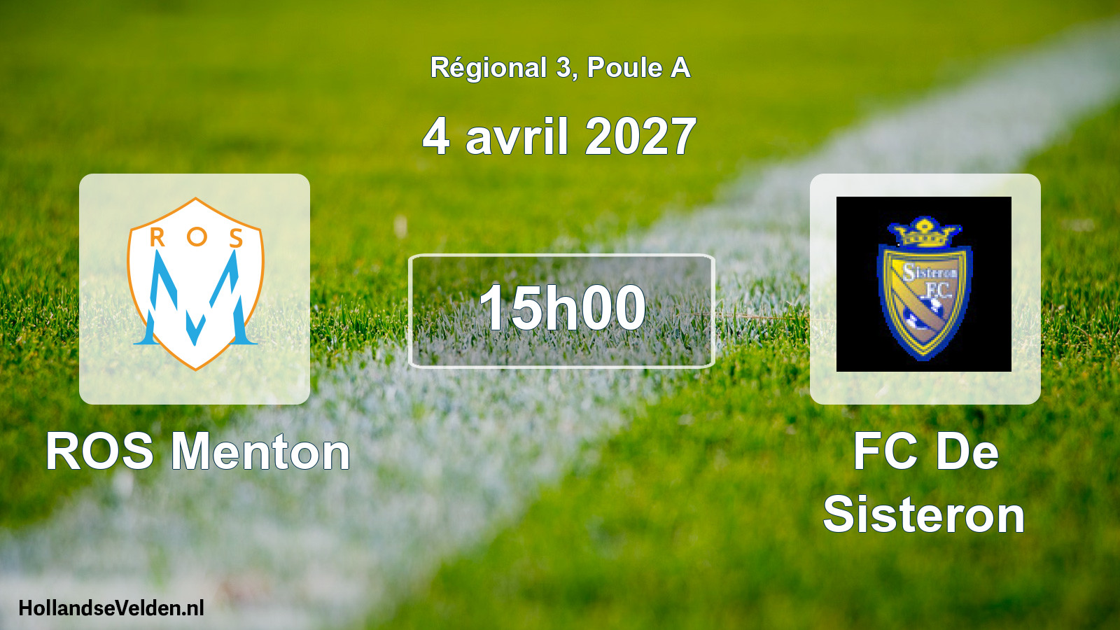 Match programmé: ROS Menton - FC De Sisteron (4 avril 2027)
