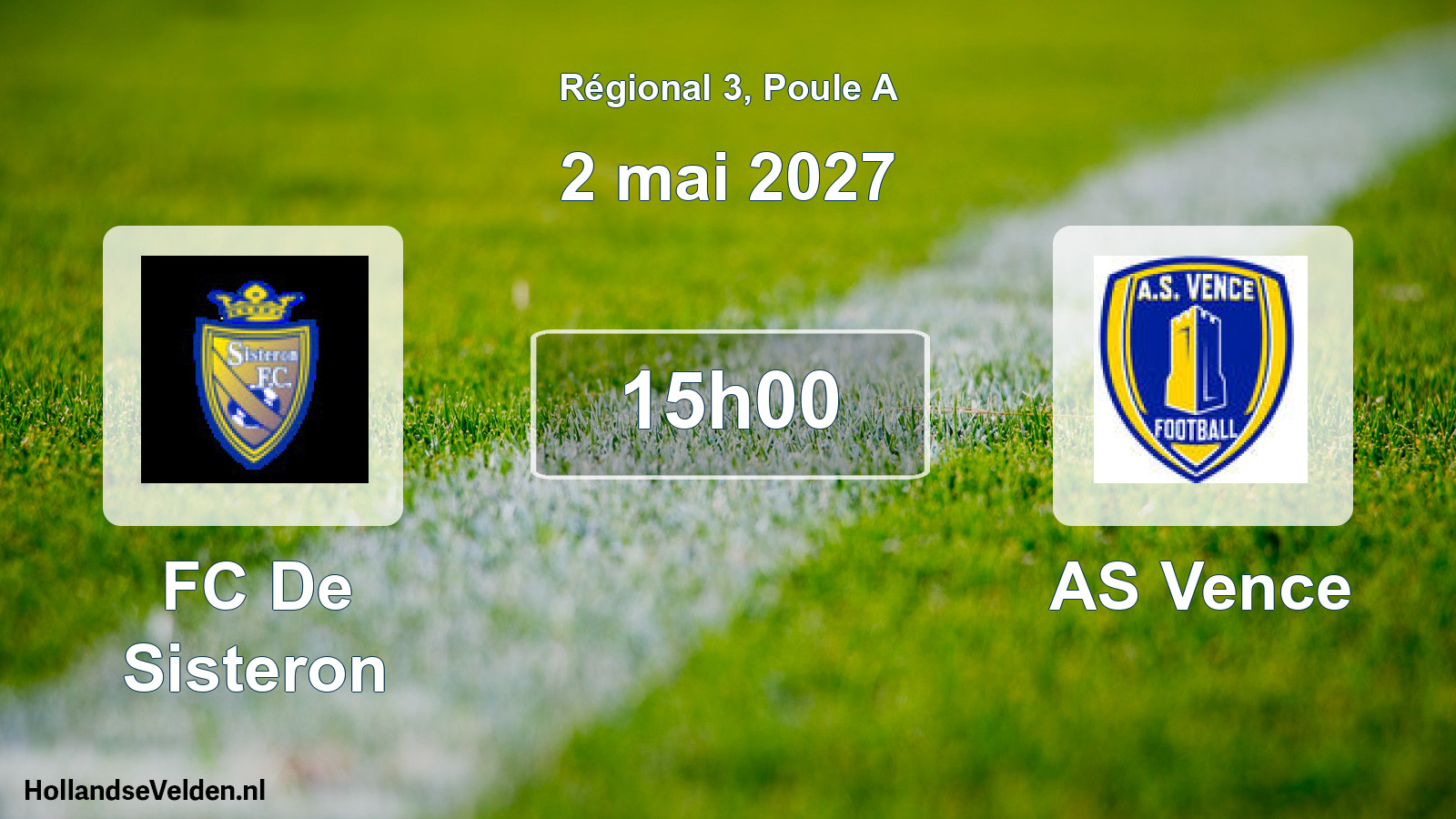 Match programmé: FC De Sisteron - AS Vence (2 mai 2027)