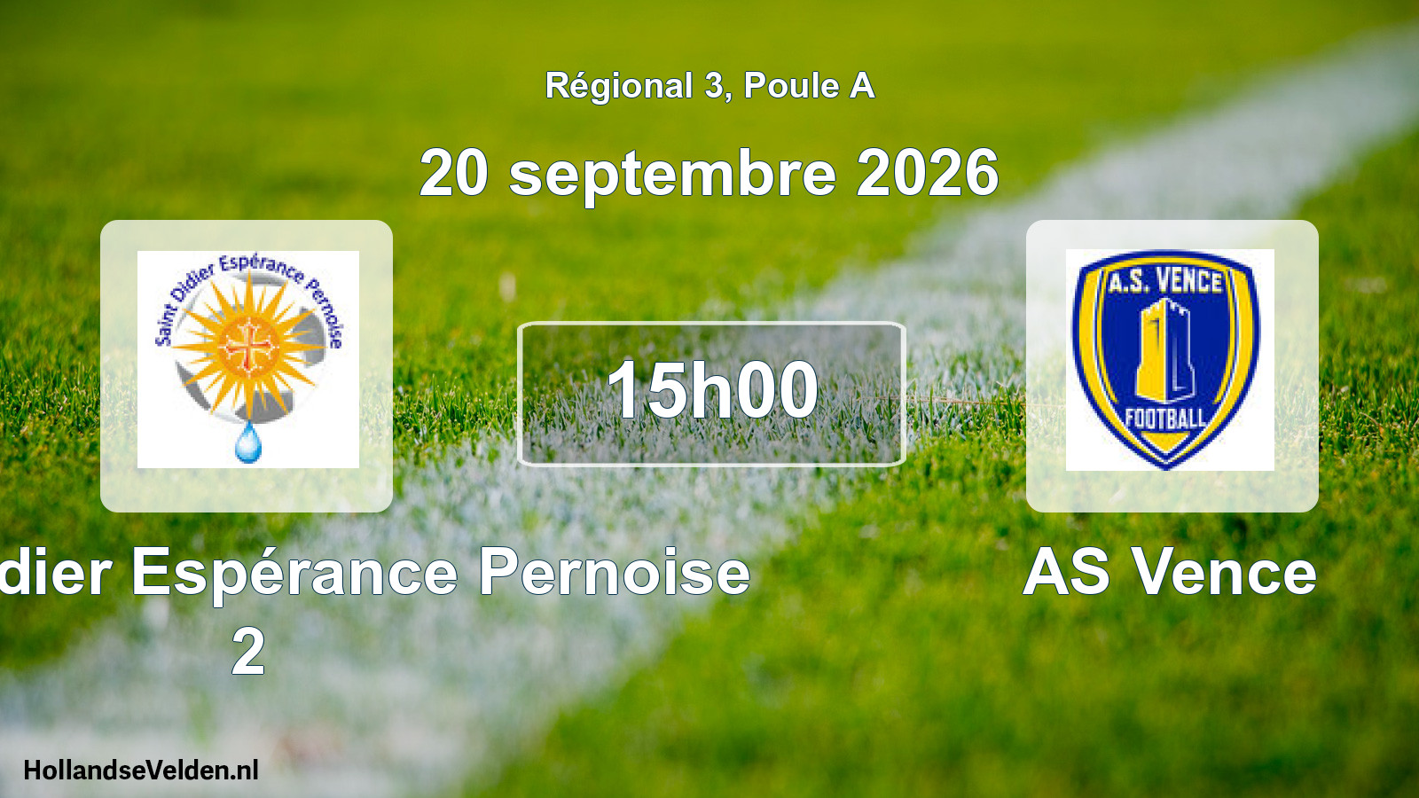 Scheduled Match: Saint-Didier Espérance Pernoise 2 - AS Vence (20 September 2026)