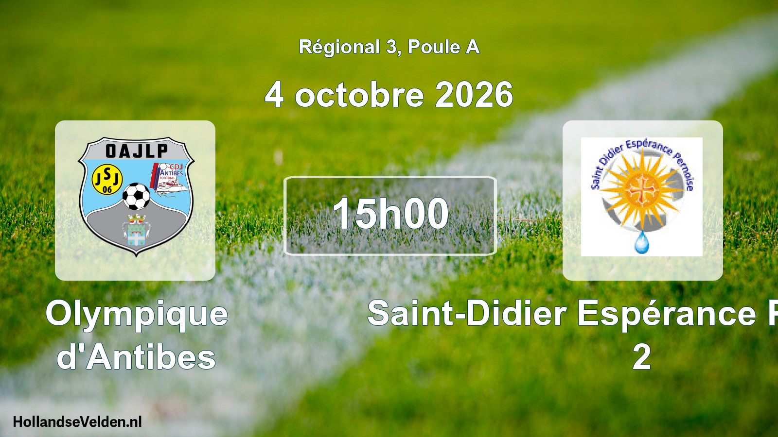 Scheduled Match: Olympique d'Antibes - Saint-Didier Espérance Pernoise 2 (4 October 2026)