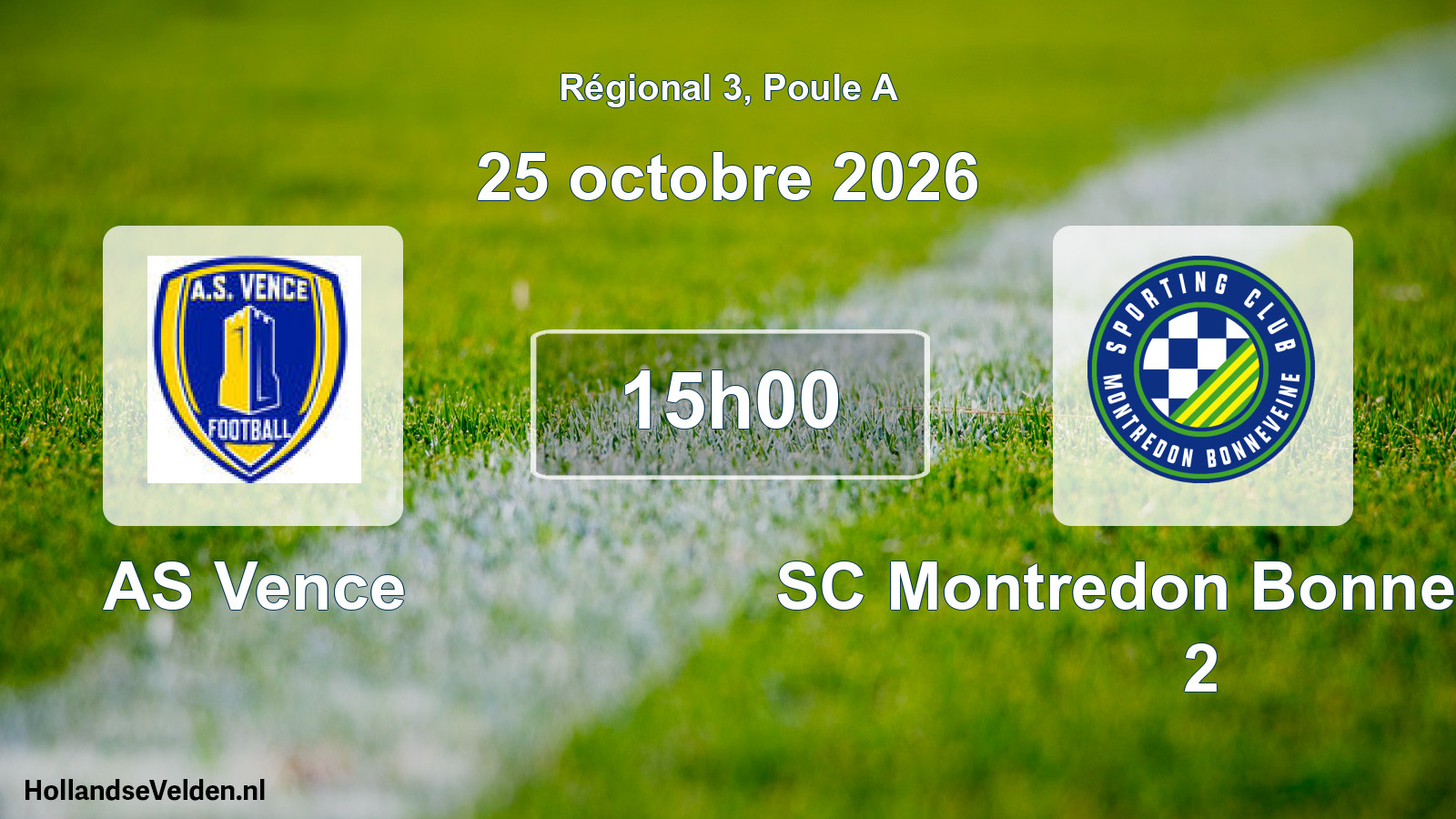 Match programmé: AS Vence - SC Montredon Bonneveine 2 (25 octobre 2026)