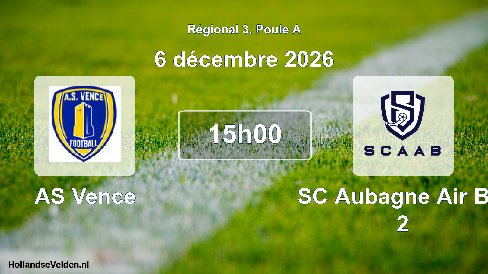 Scheduled Match: AS Vence - SC Aubagne Air Bel 2 (6 December 2026)