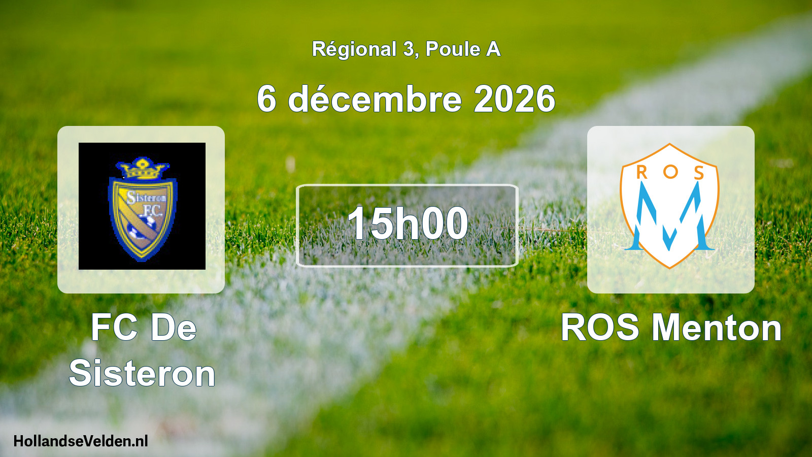 Match programmé: FC De Sisteron - ROS Menton (6 décembre 2026)