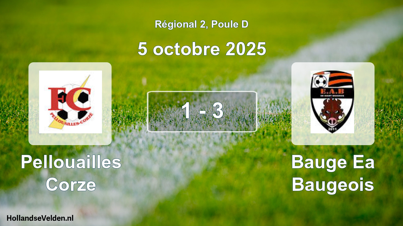 Gespeelde wedstrijd: Pellouailles Corze - Bauge Ea Baugeois 1 - 3 (5 octobre 2025)