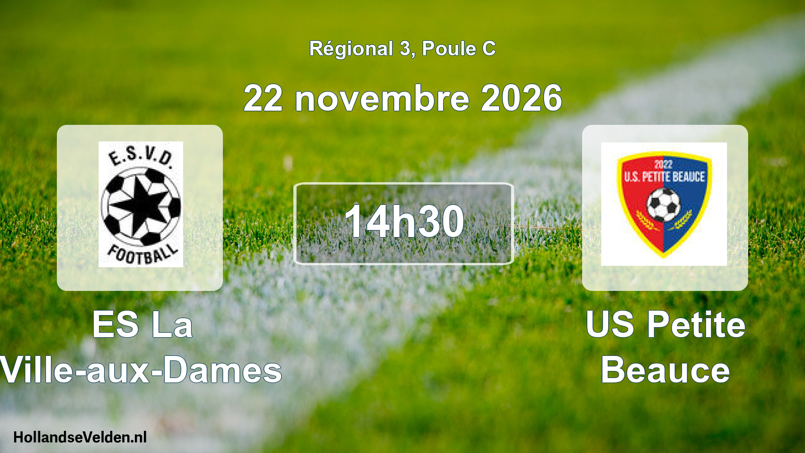Match programmé: ES La Ville-aux-Dames - US Petite Beauce (22 novembre 2026)